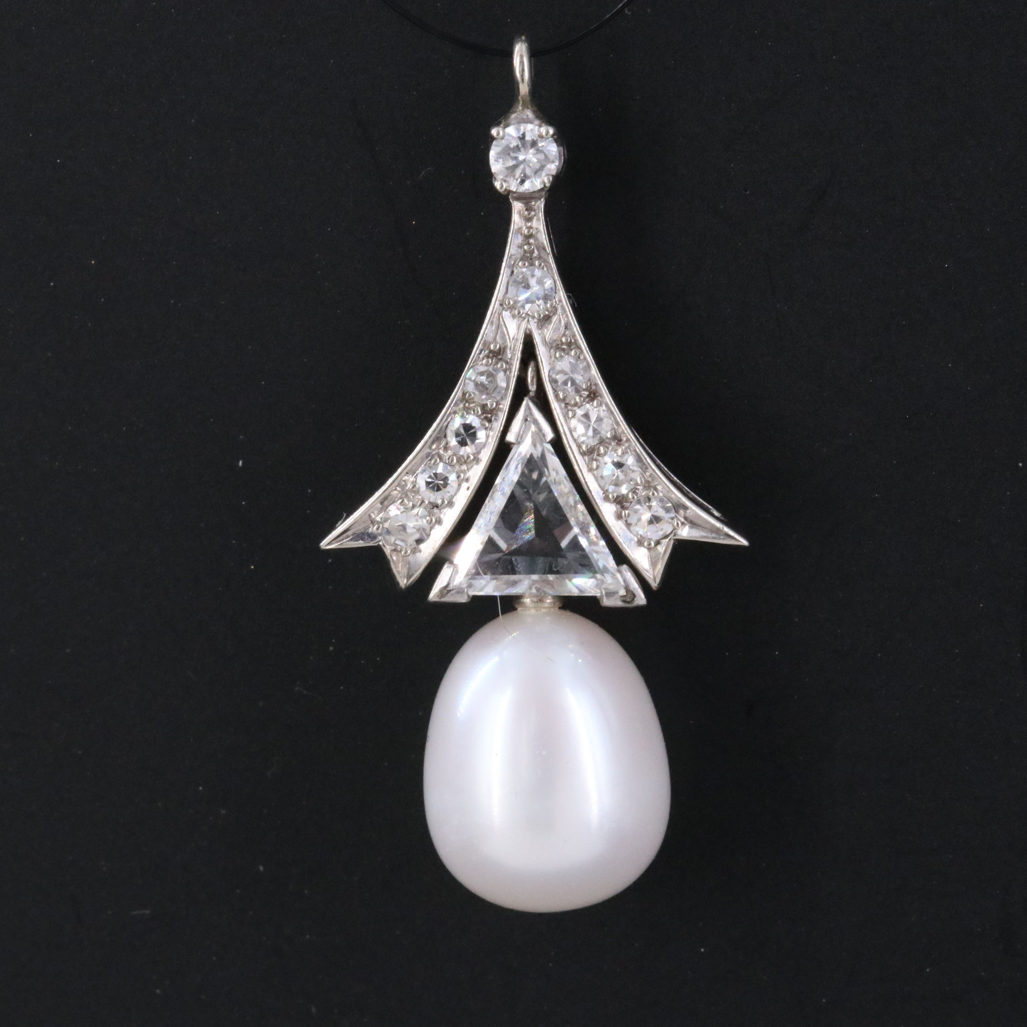 14K Pearl and Diamond Pendant
