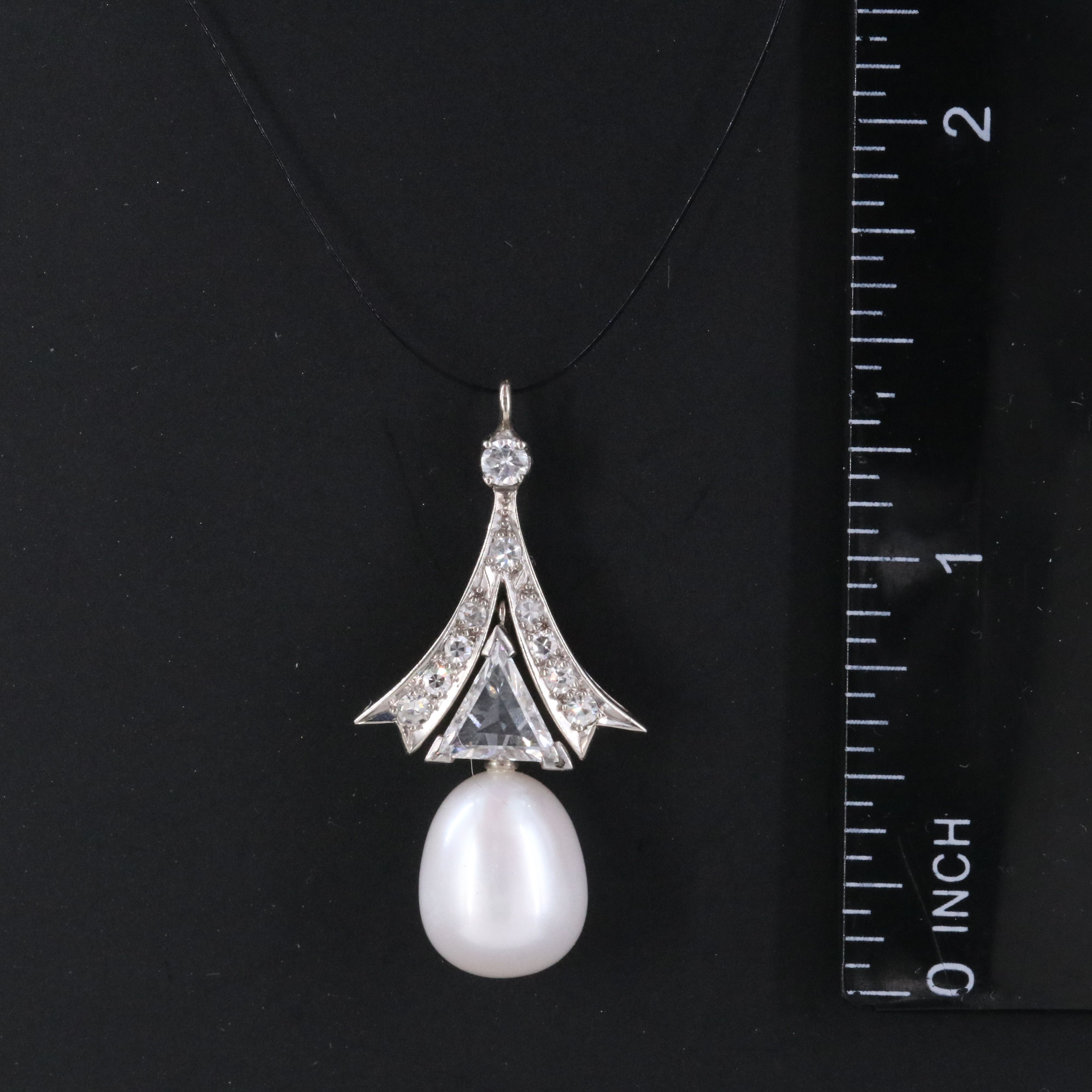 14K Pearl and Diamond Pendant