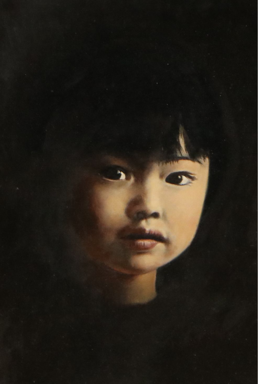 Lesli Chiaroscuro Style Oil Portrait of Child, Late 20th to 21st Century