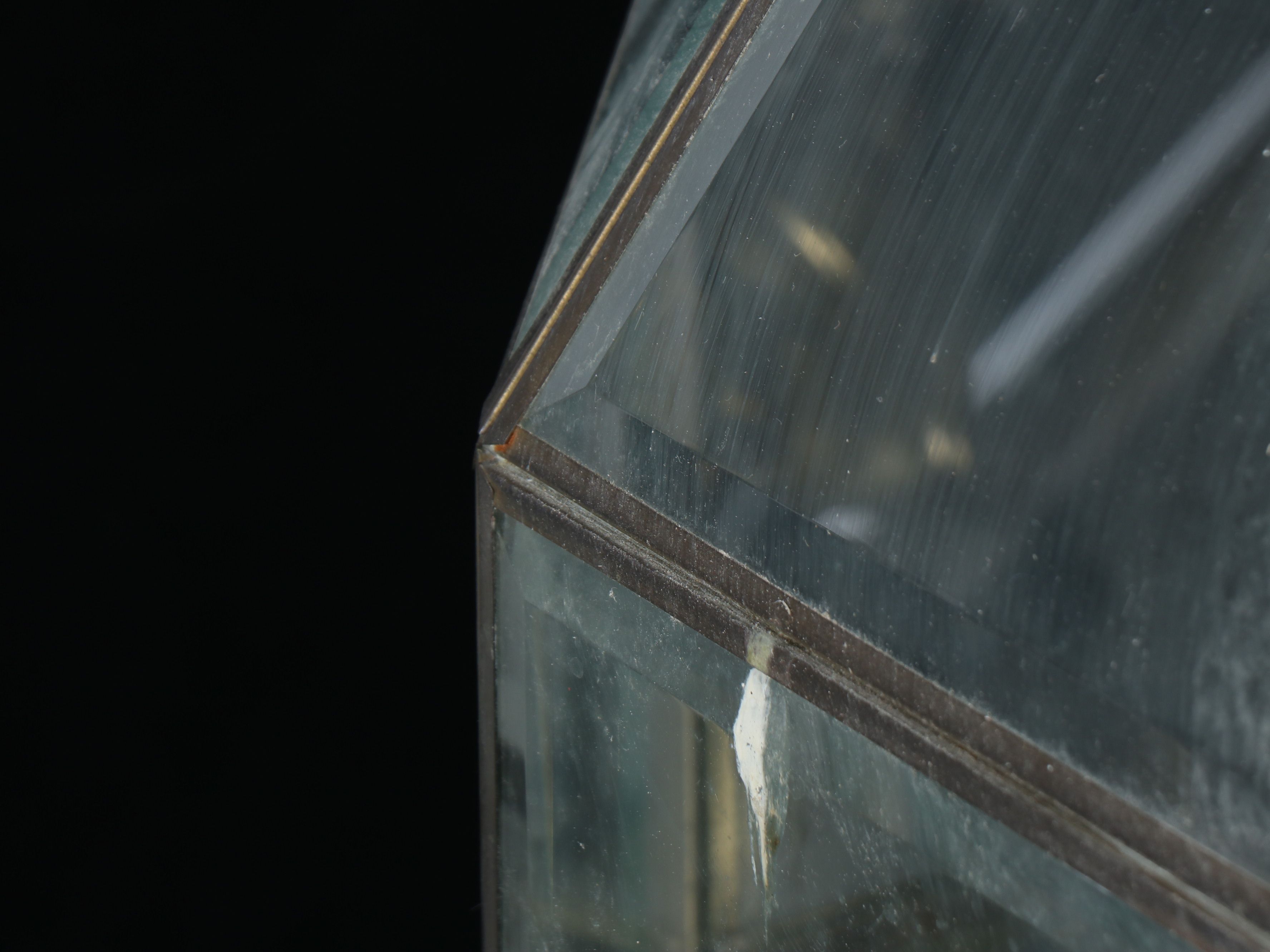 Neoclassical Style Beveled Glass and Brass Foyer Pendant Lights