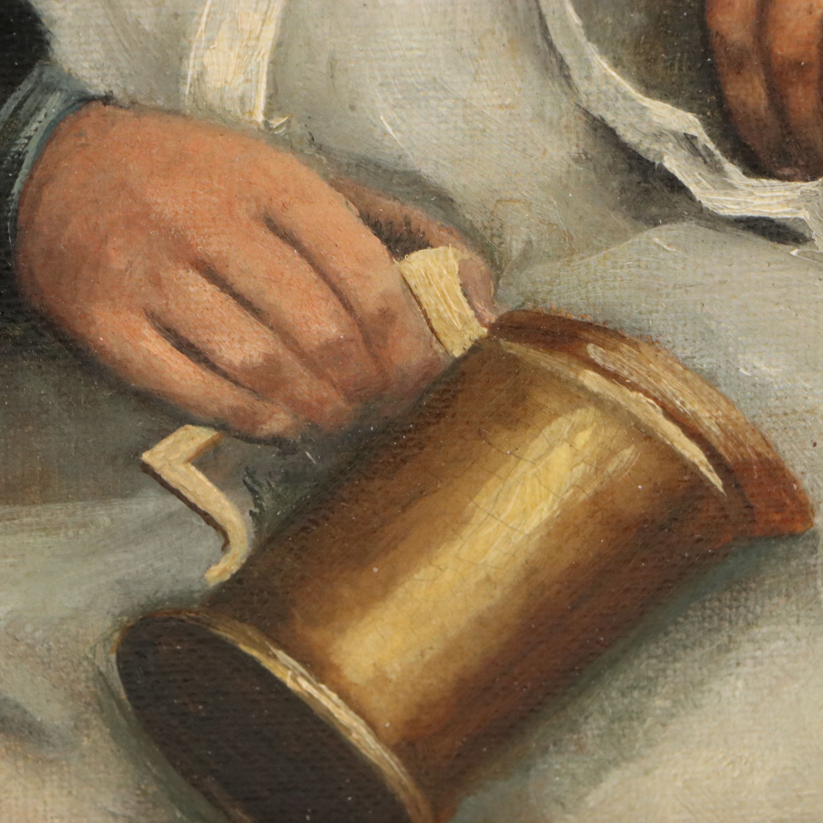 Attributed to Sheldon Peck Folk Art Oil Portrait of Girl, 19th Century