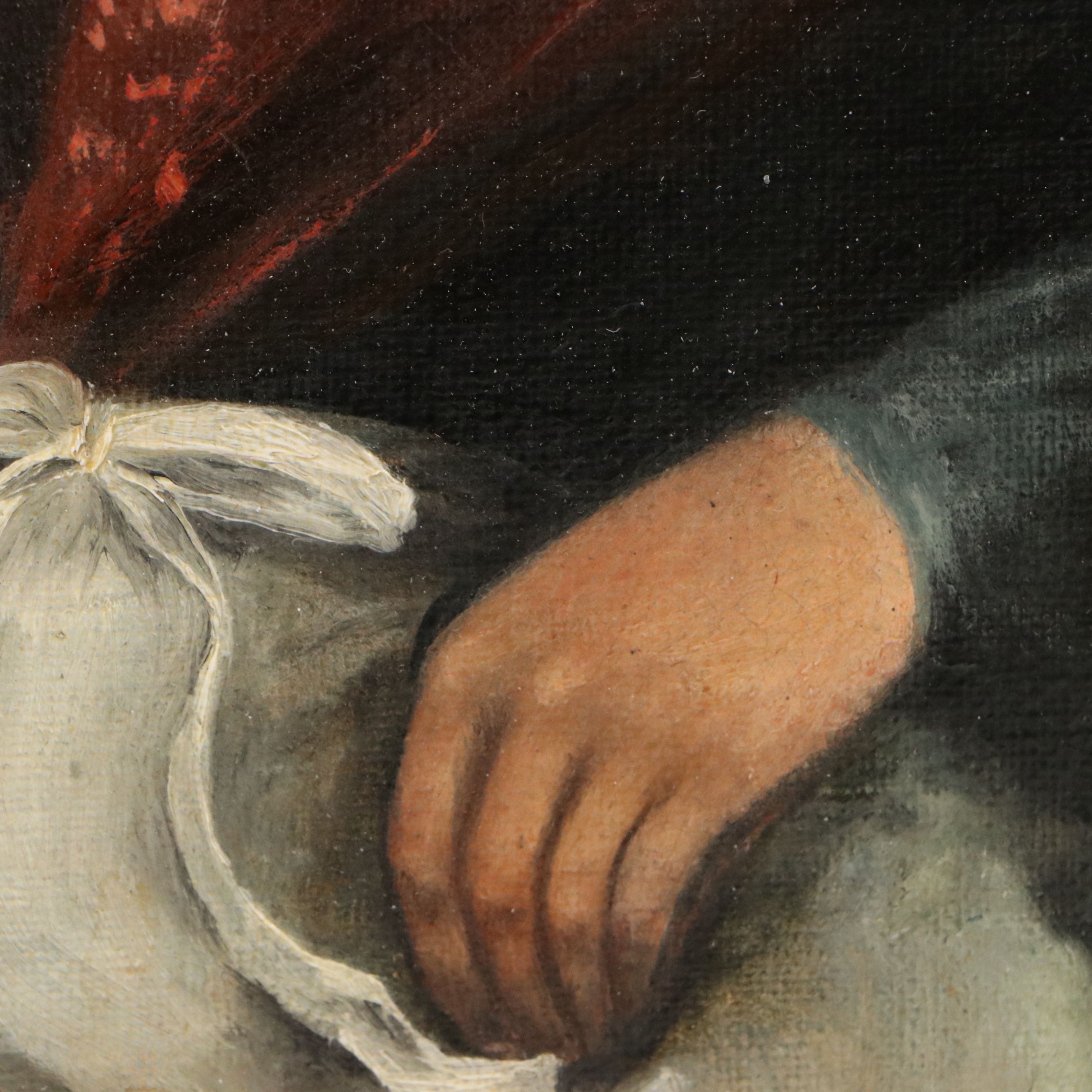 Attributed to Sheldon Peck Folk Art Oil Portrait of Girl, 19th Century