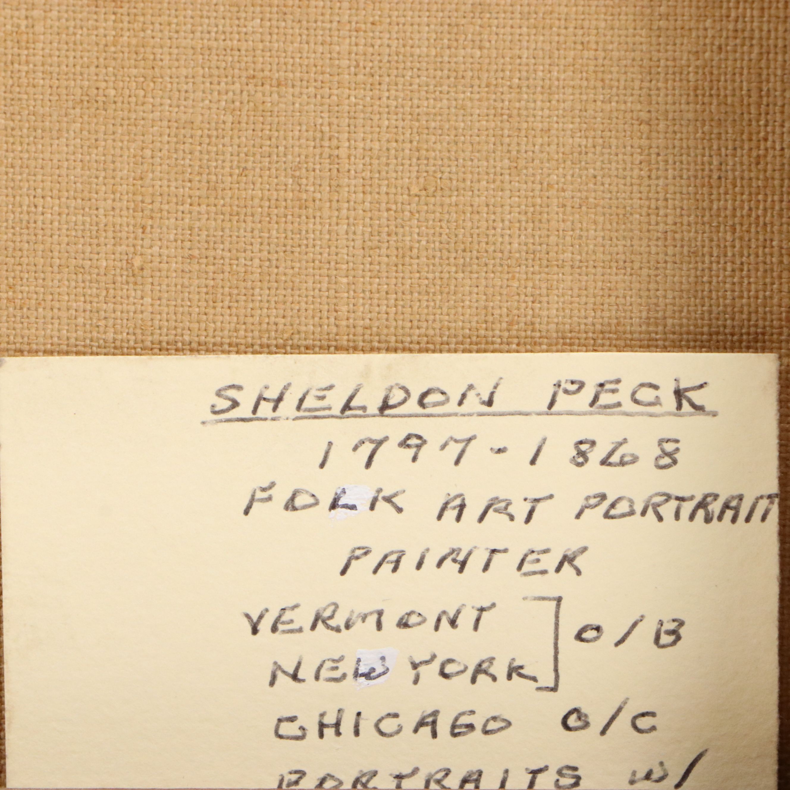 Attributed to Sheldon Peck Folk Art Oil Portrait of Girl, 19th Century