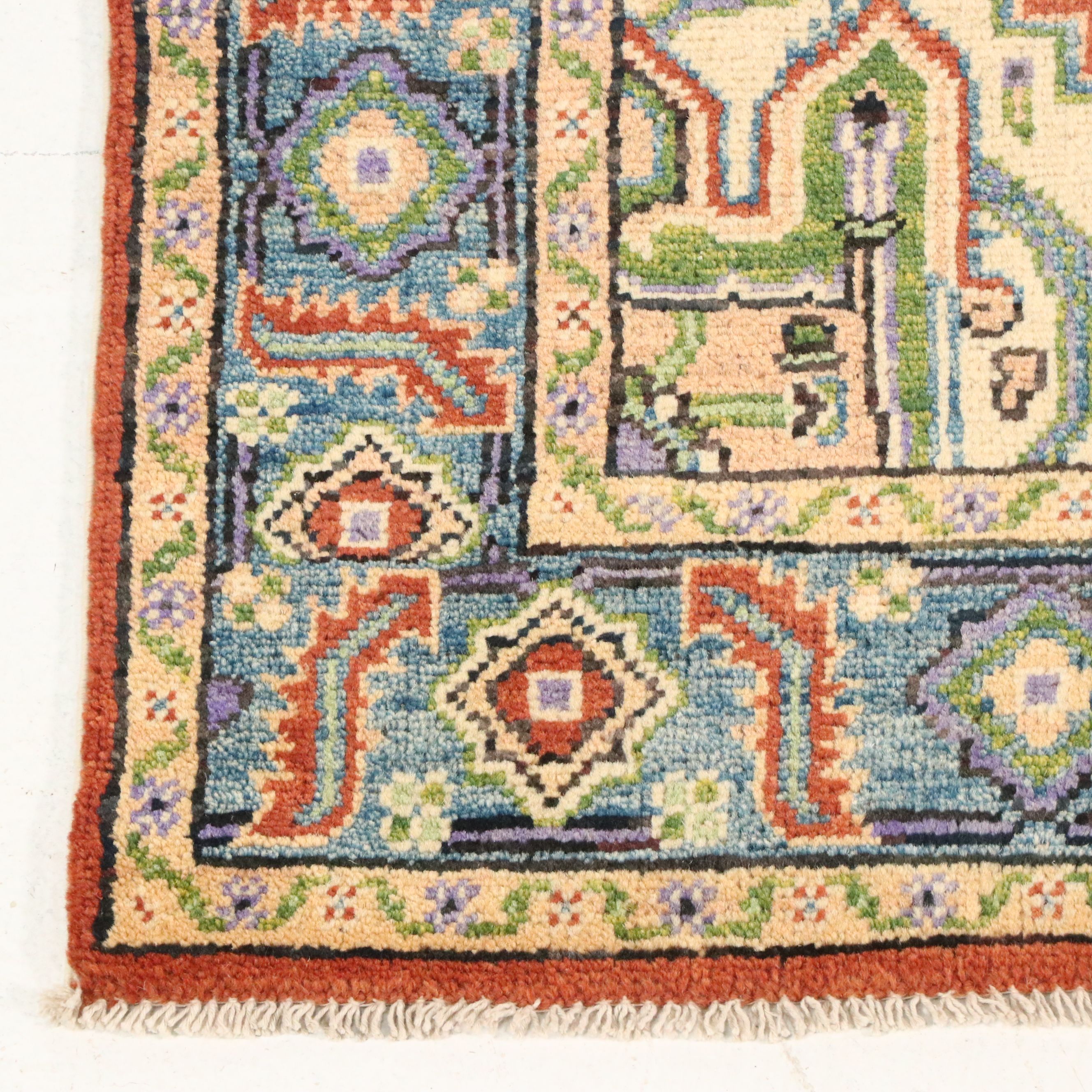 3'2 x 5' Hand-Knotted Afghan Kazak Area Rug