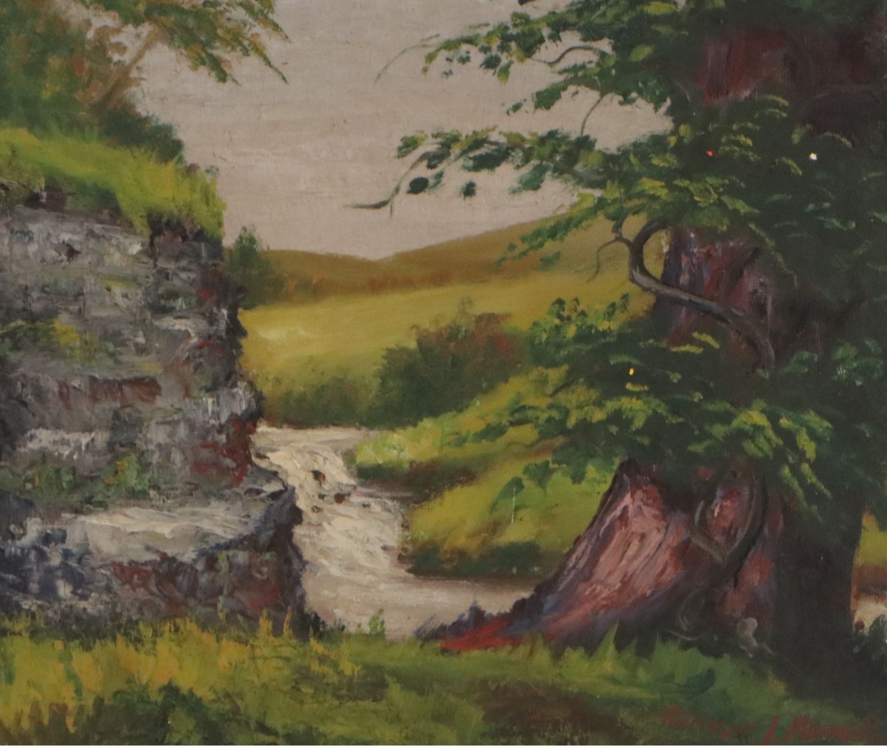 Harrison J. Maxwell Landscape Oil Painting "Rocky Fork Near Gahanna," 20th C.