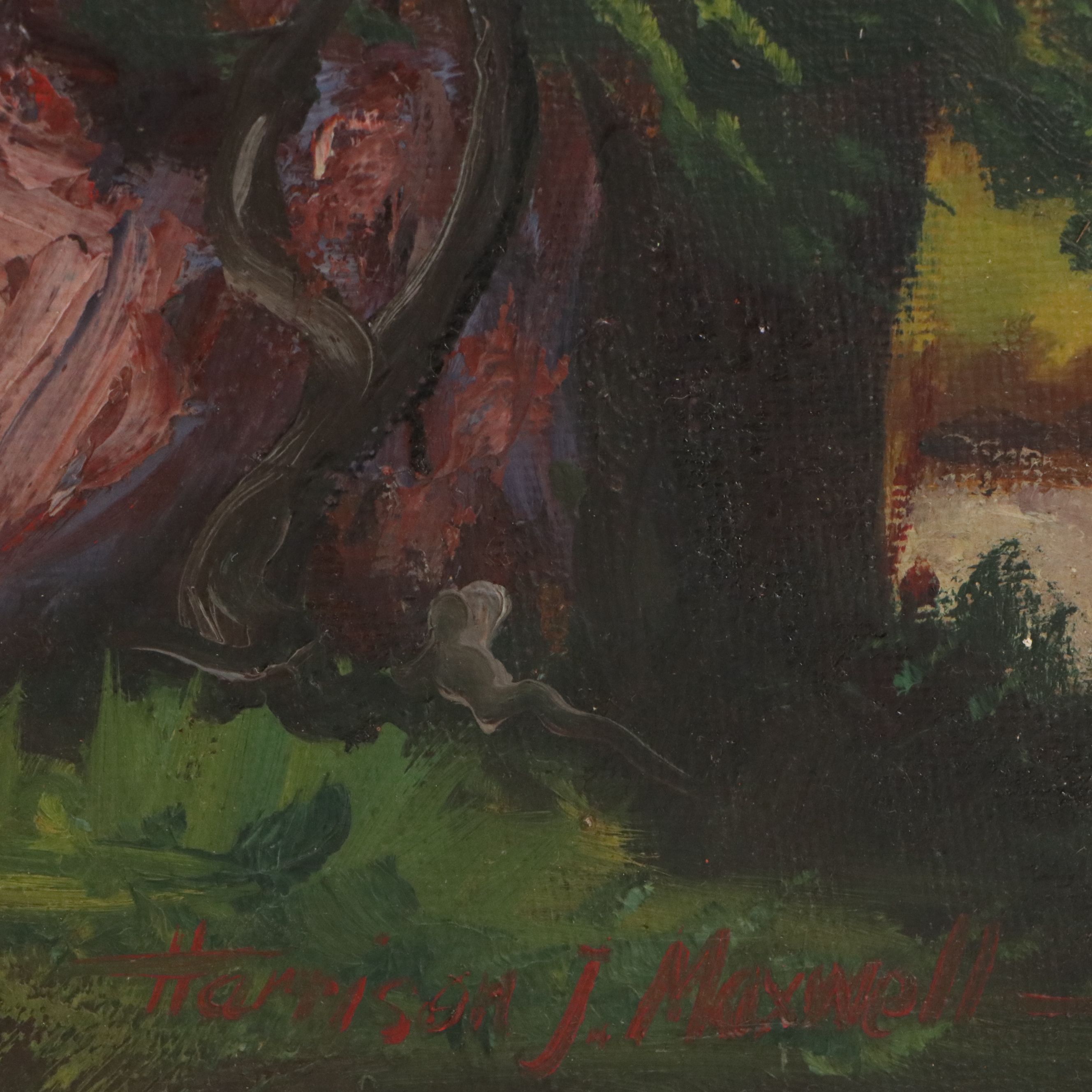 Harrison J. Maxwell Landscape Oil Painting "Rocky Fork Near Gahanna," 20th C.