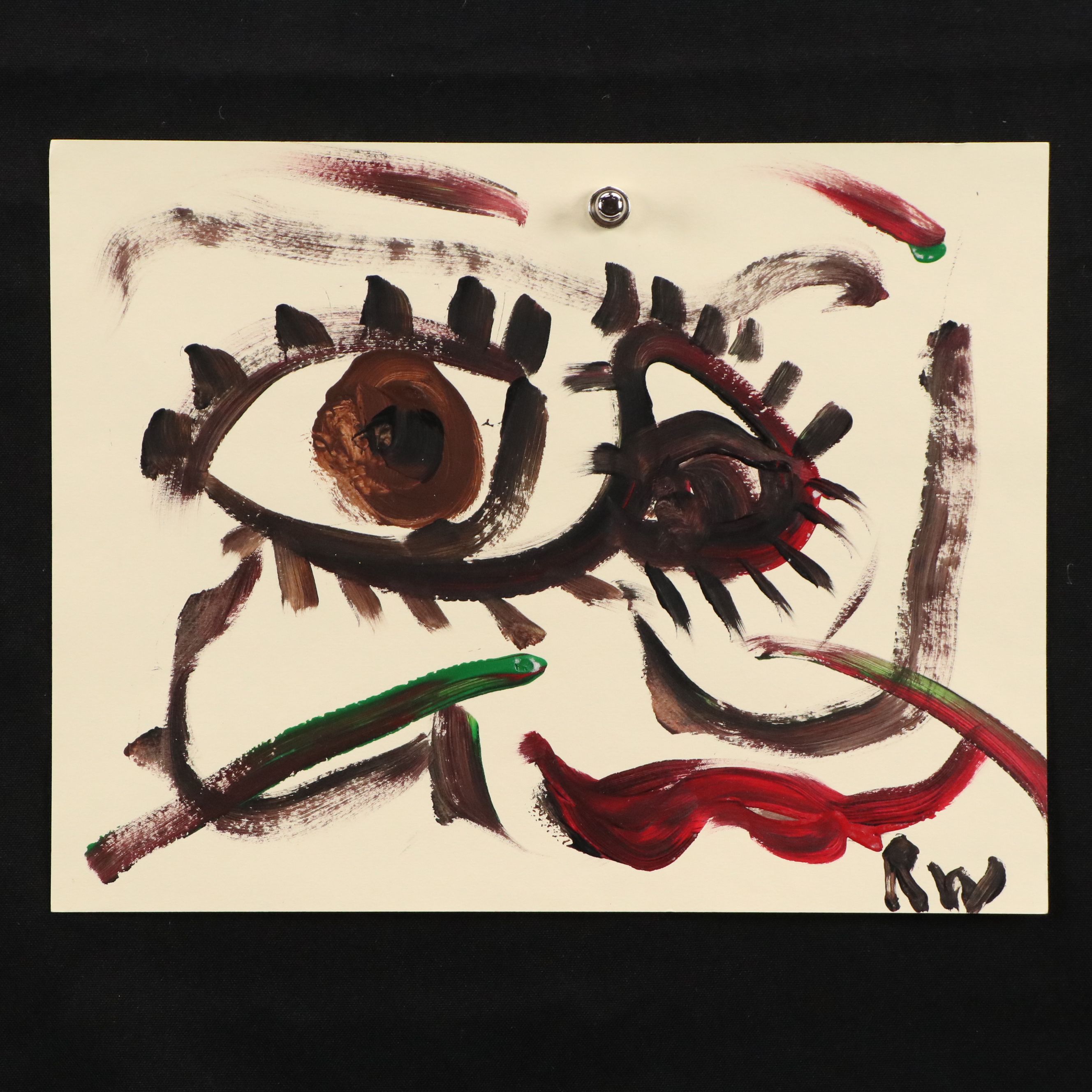 Robert Wright Acrylic Paintings of Naive Faces, Mid to Late 20th Century