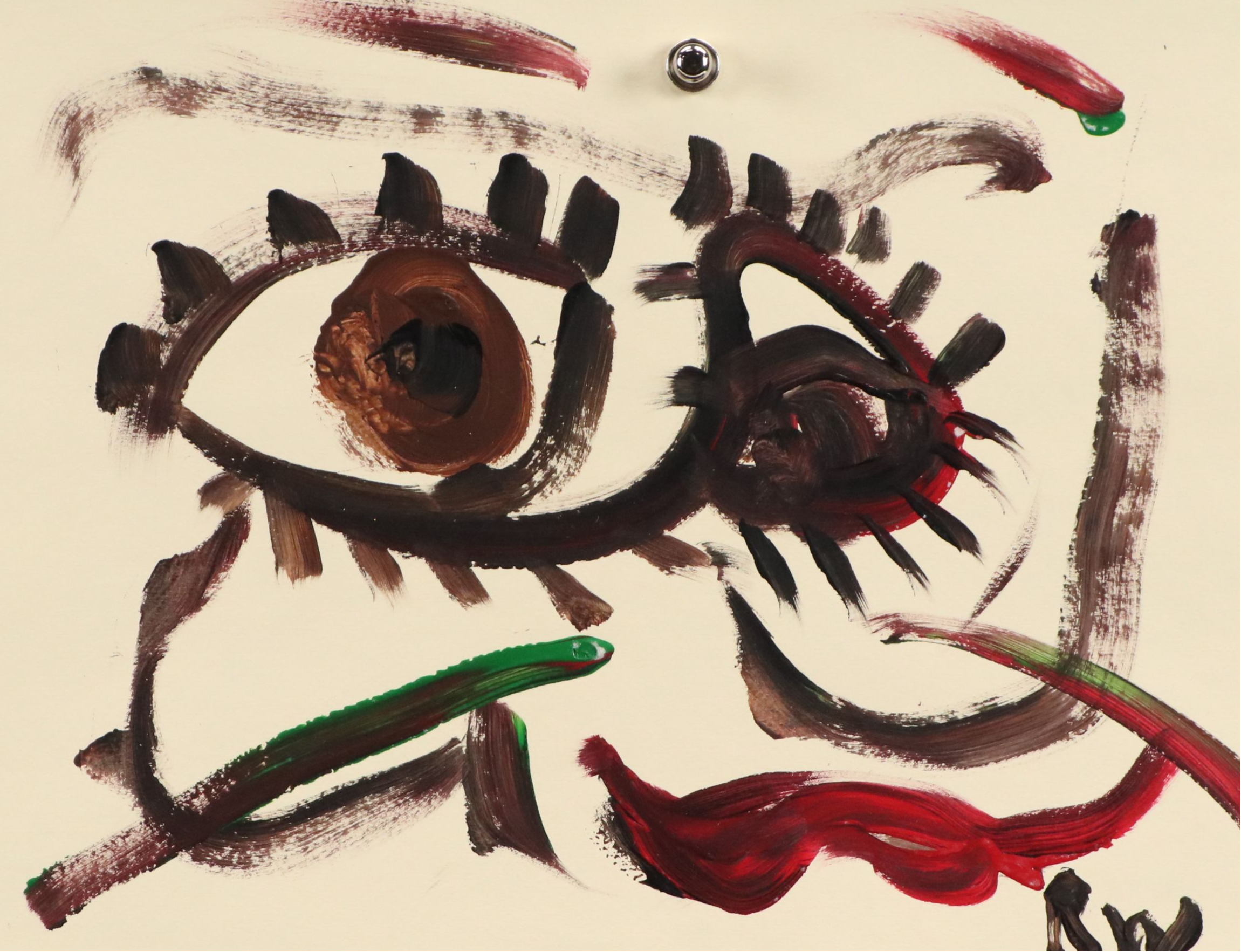 Robert Wright Acrylic Paintings of Naive Faces, Mid to Late 20th Century