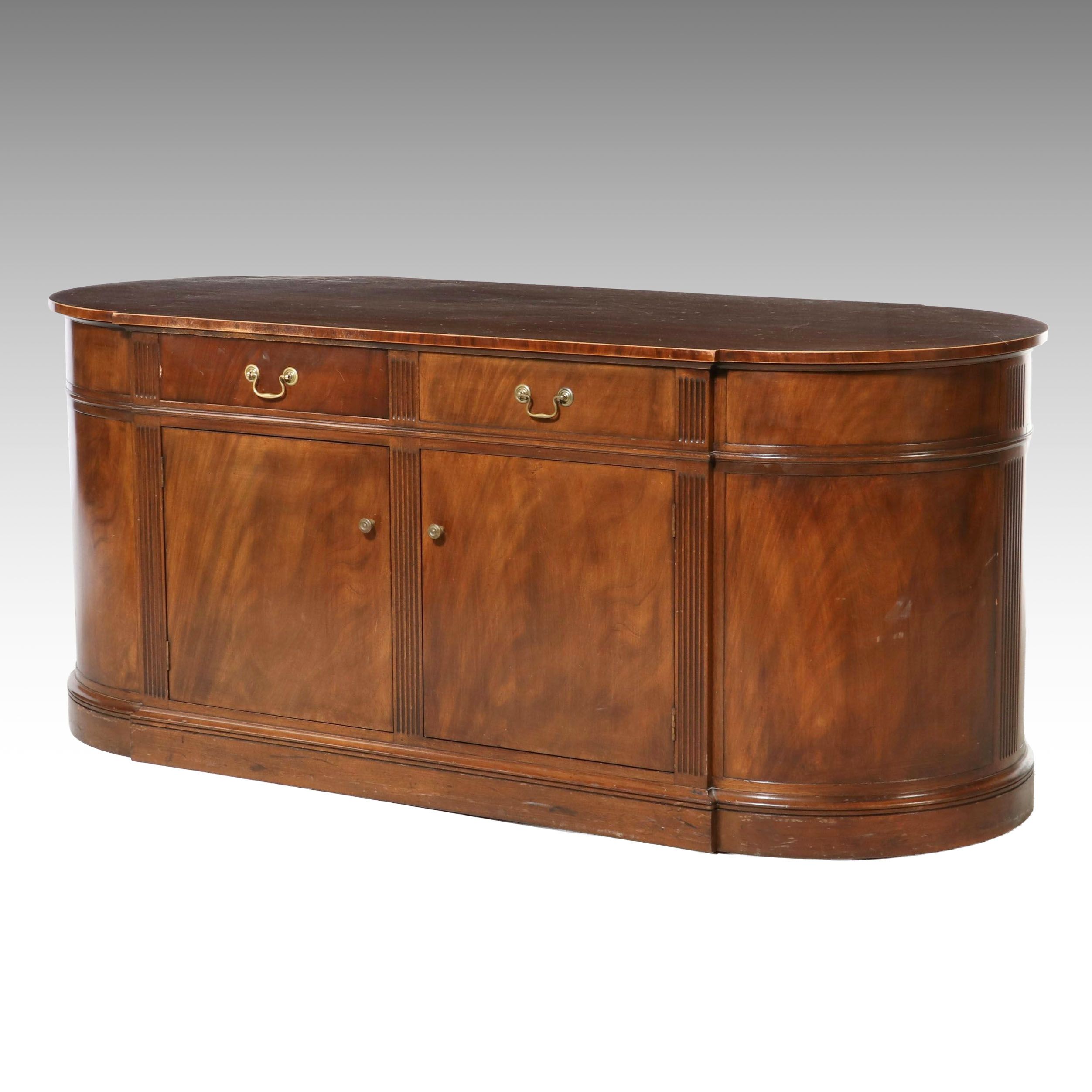 Federal Style Kidney-Shaped Mahogany Sideboard, Mid to Late 20th Century