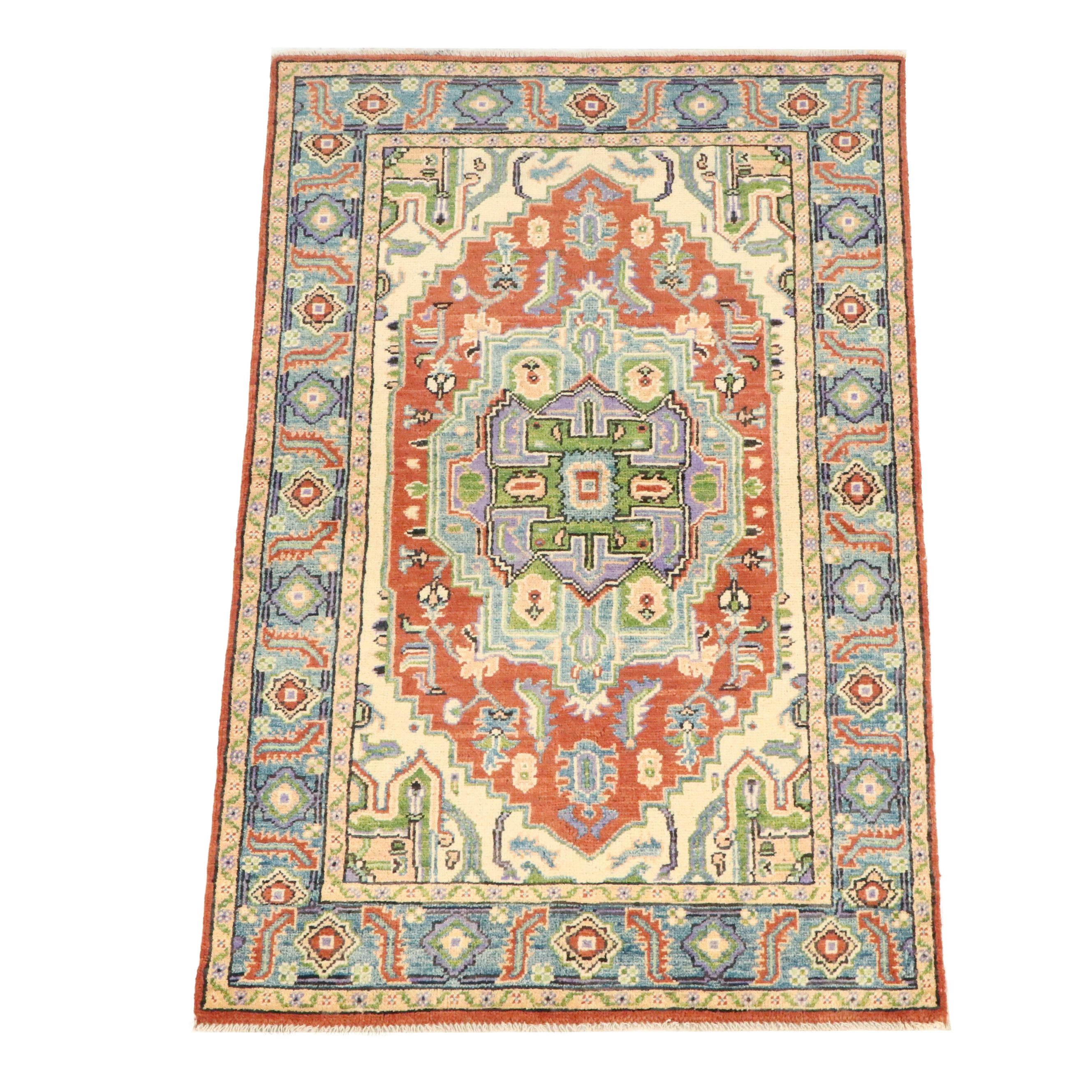 3'2 x 5' Hand-Knotted Afghan Kazak Area Rug