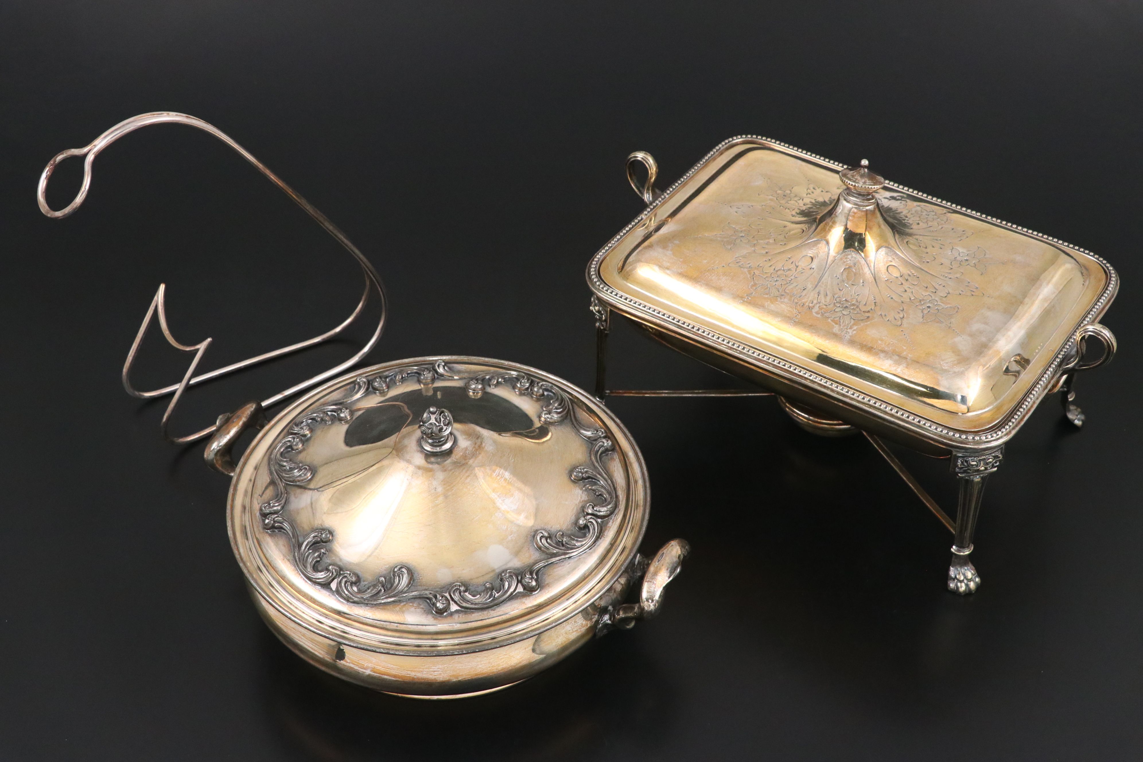 Wilcox Covered Casserole with More Silver Plate Serveware and Table Accessories