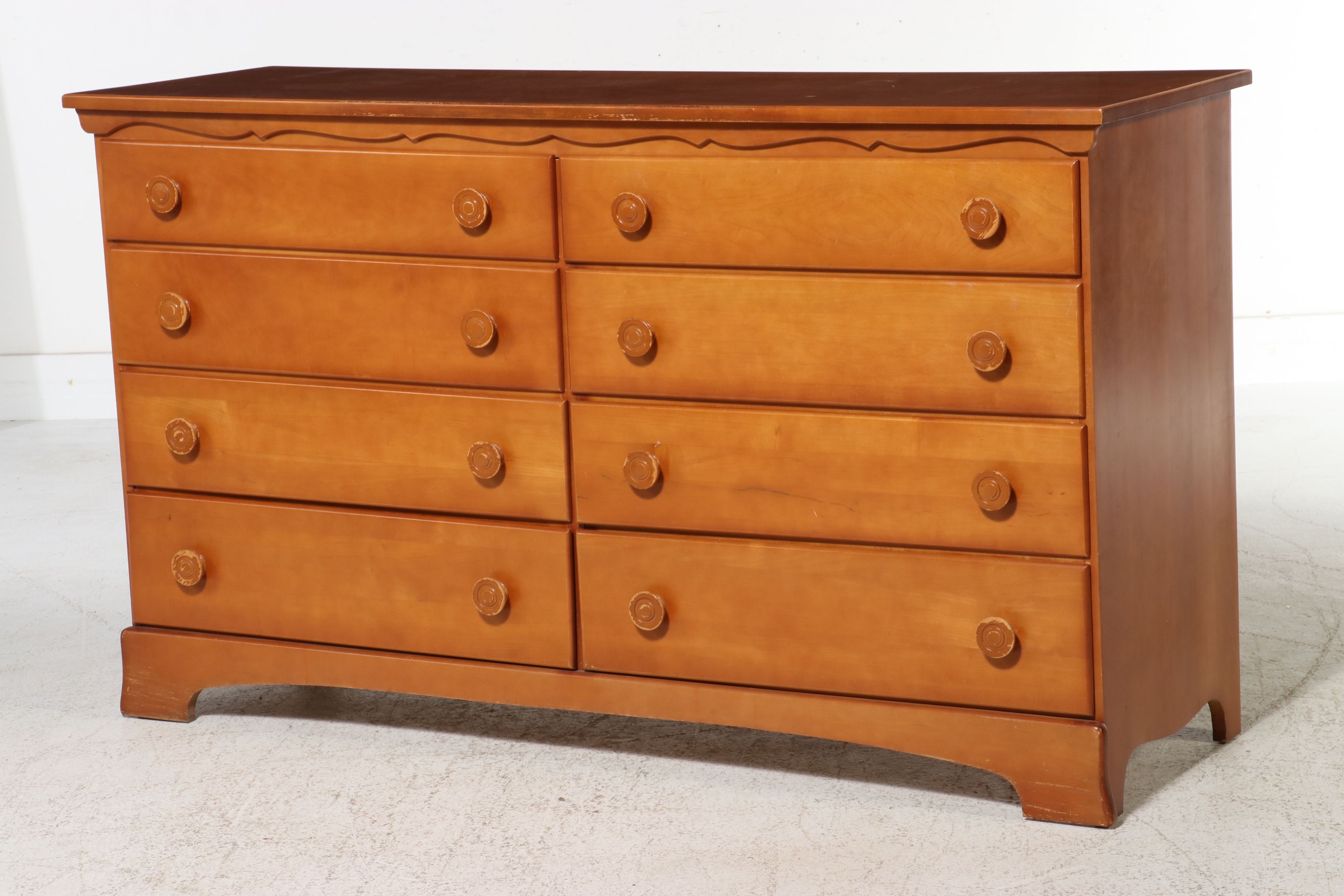 Burns Case Goods Colonial Revival Style Maple Dresser with Mirror