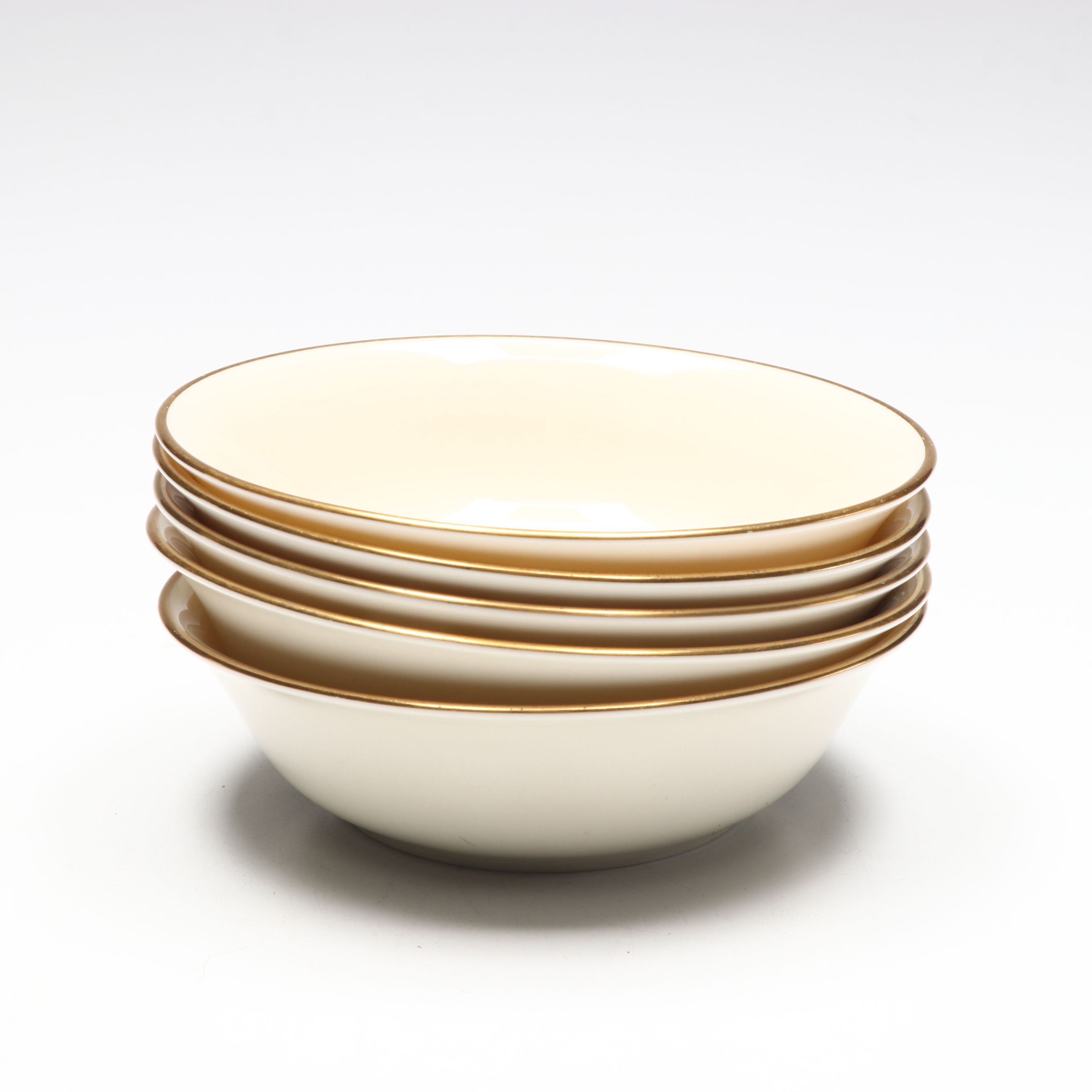 Lenox Gilt Decorated Porcelain Dinner Plates and Dessert Bowls