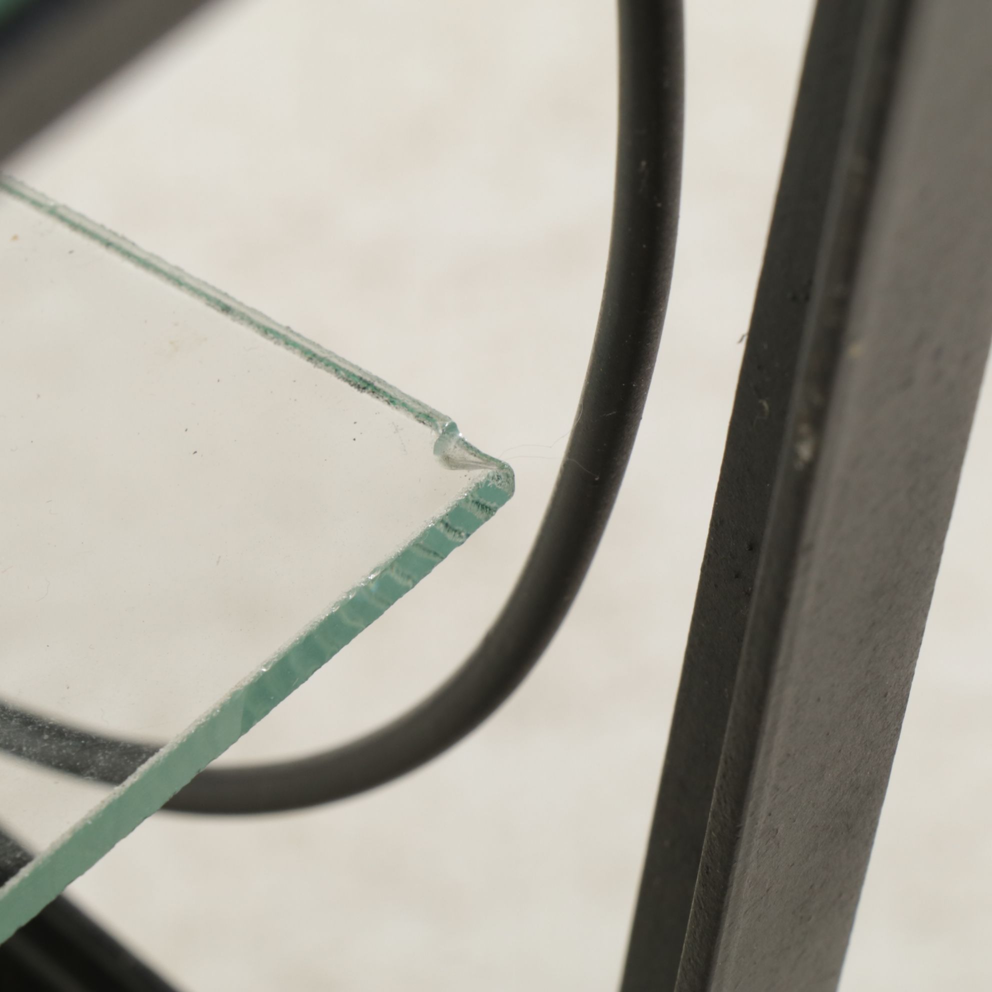 Scrolled Wrought Iron and Glass Three-Tier Bar Cart