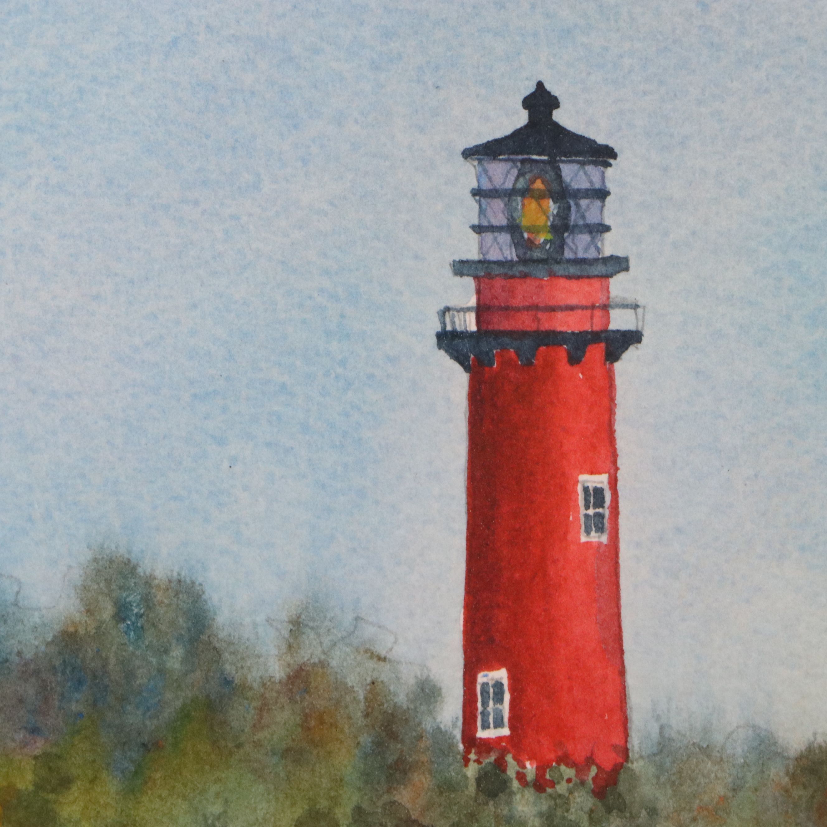 Schuler Watercolor Painting of River Landscape, Late 20th to 21st Century