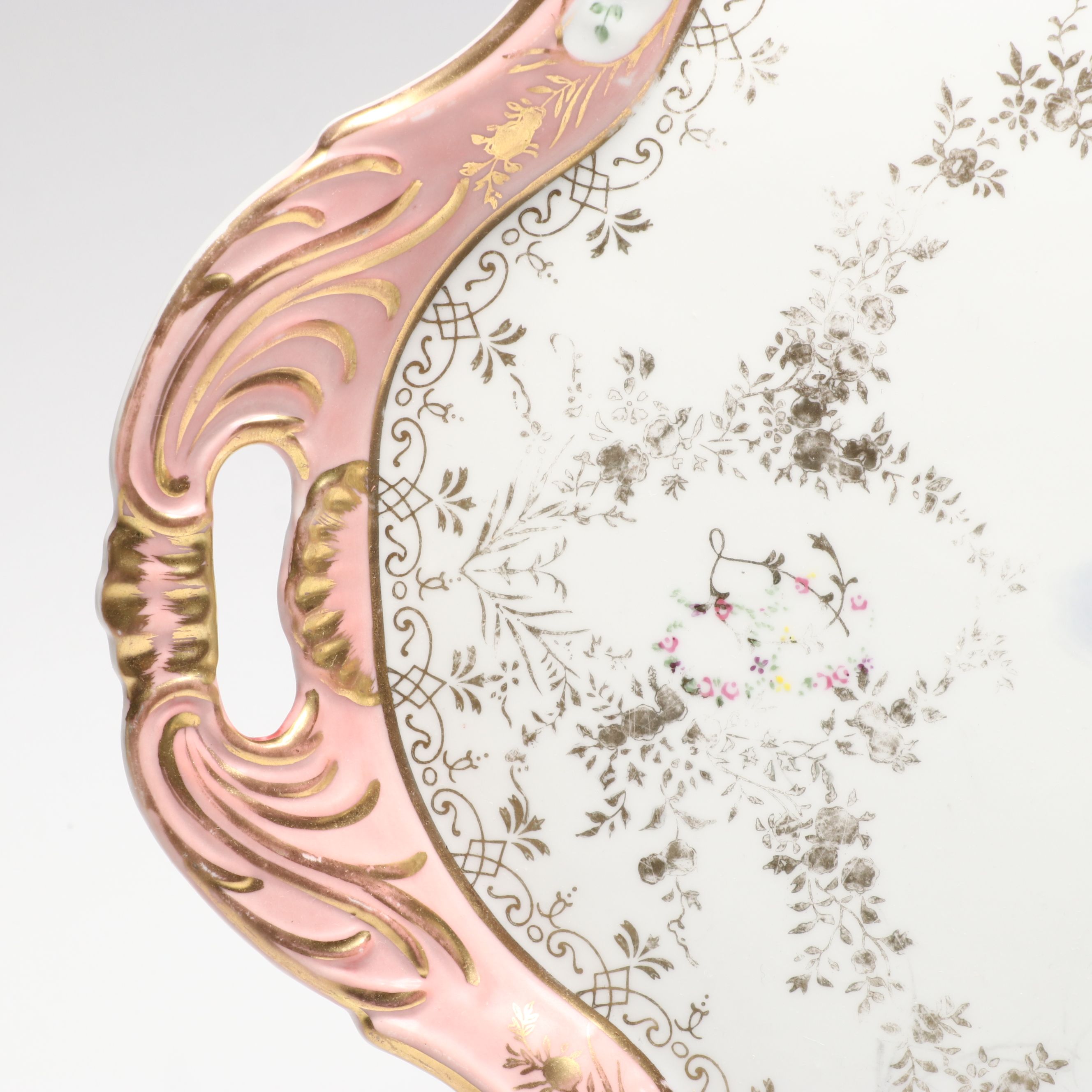 Fürstenberg Porcelain Soup and Dessert Bowls with Rococo Style Porcelain Tray