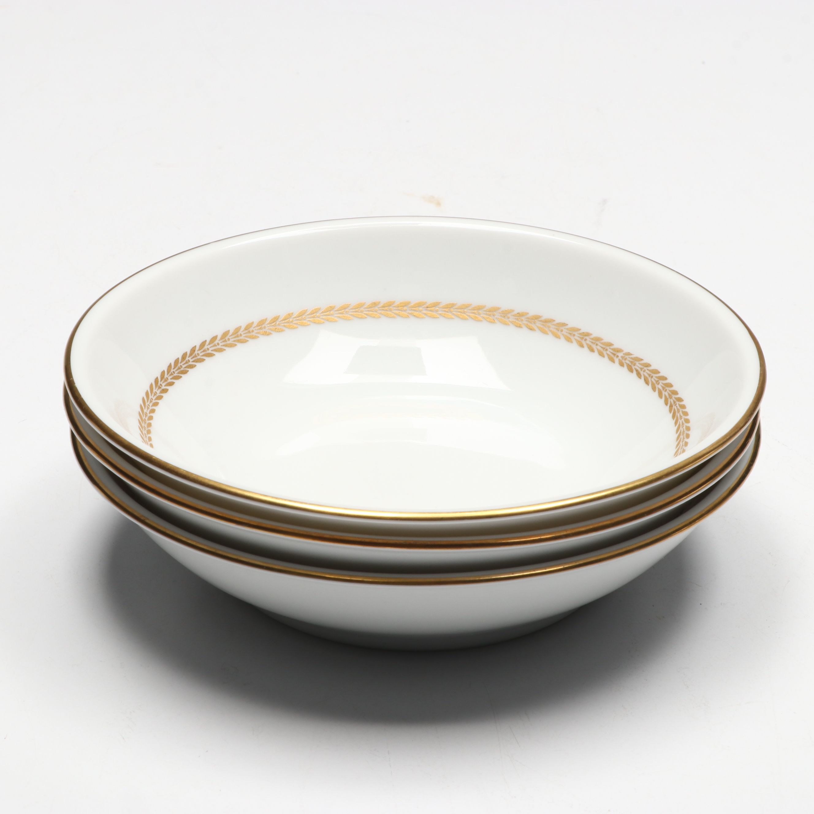 Fürstenberg Porcelain Soup and Dessert Bowls with Rococo Style Porcelain Tray