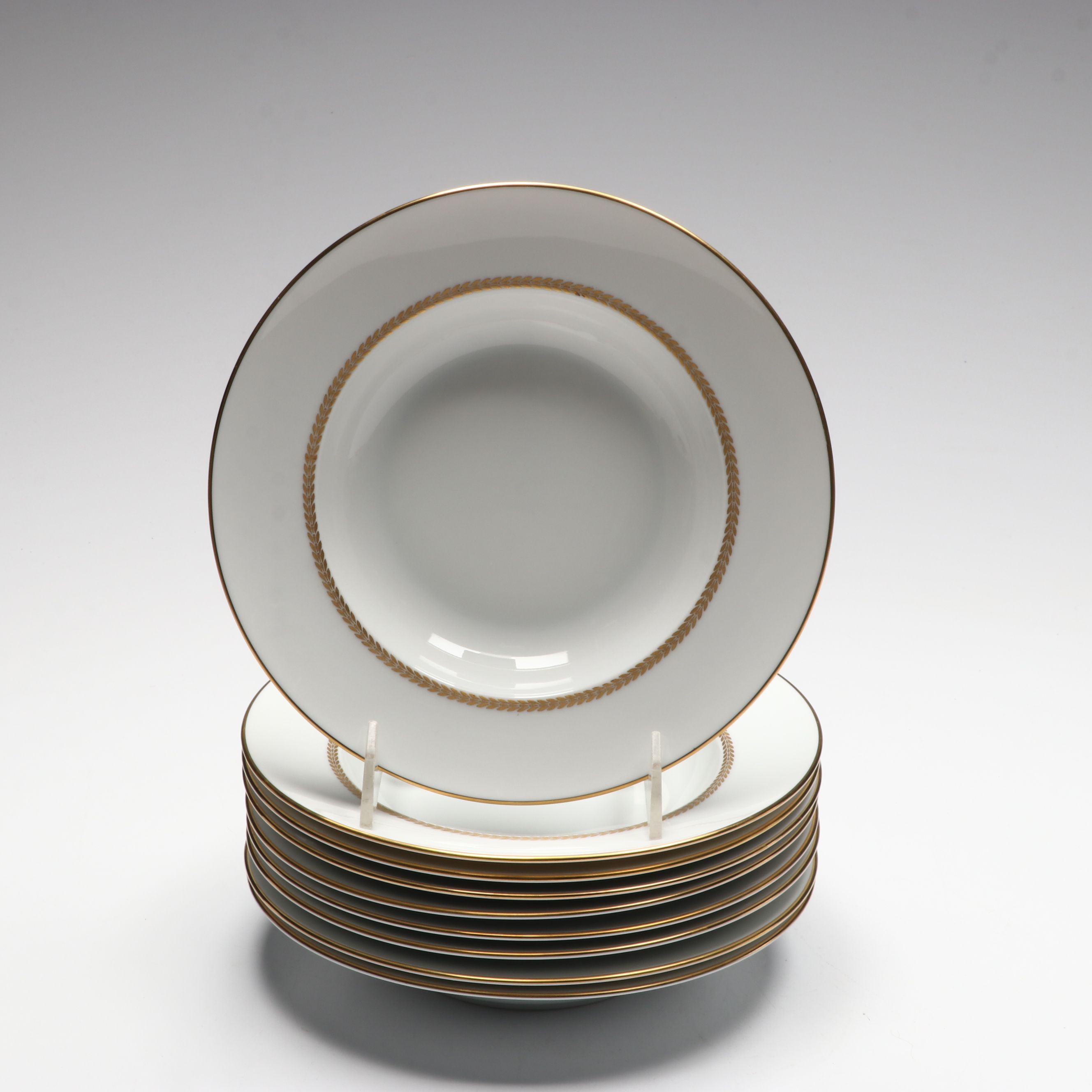 Fürstenberg Porcelain Soup and Dessert Bowls with Rococo Style Porcelain Tray