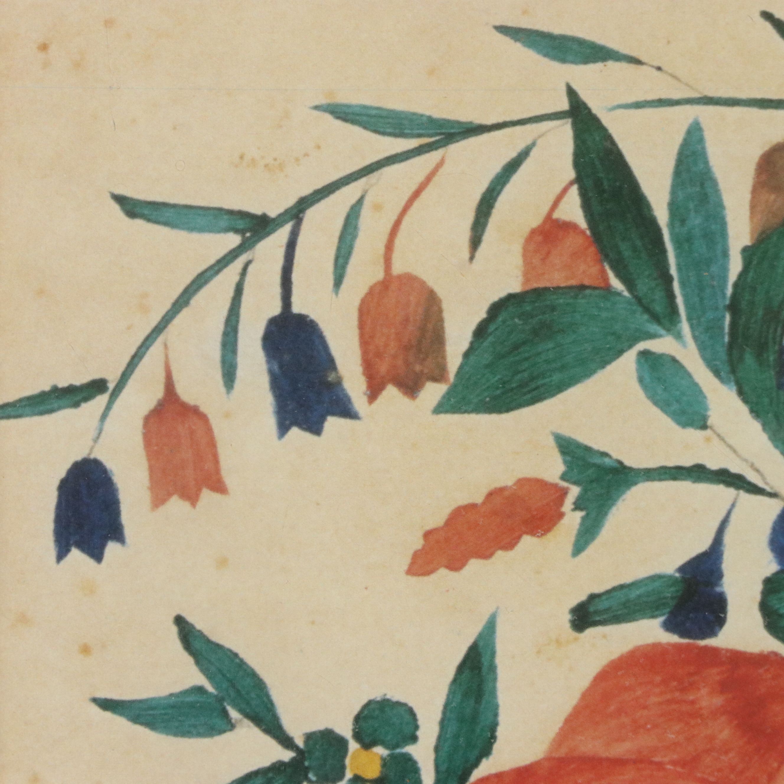 Offset Lithograph of Stylized Floral Arrangement in Vase, 20th Century