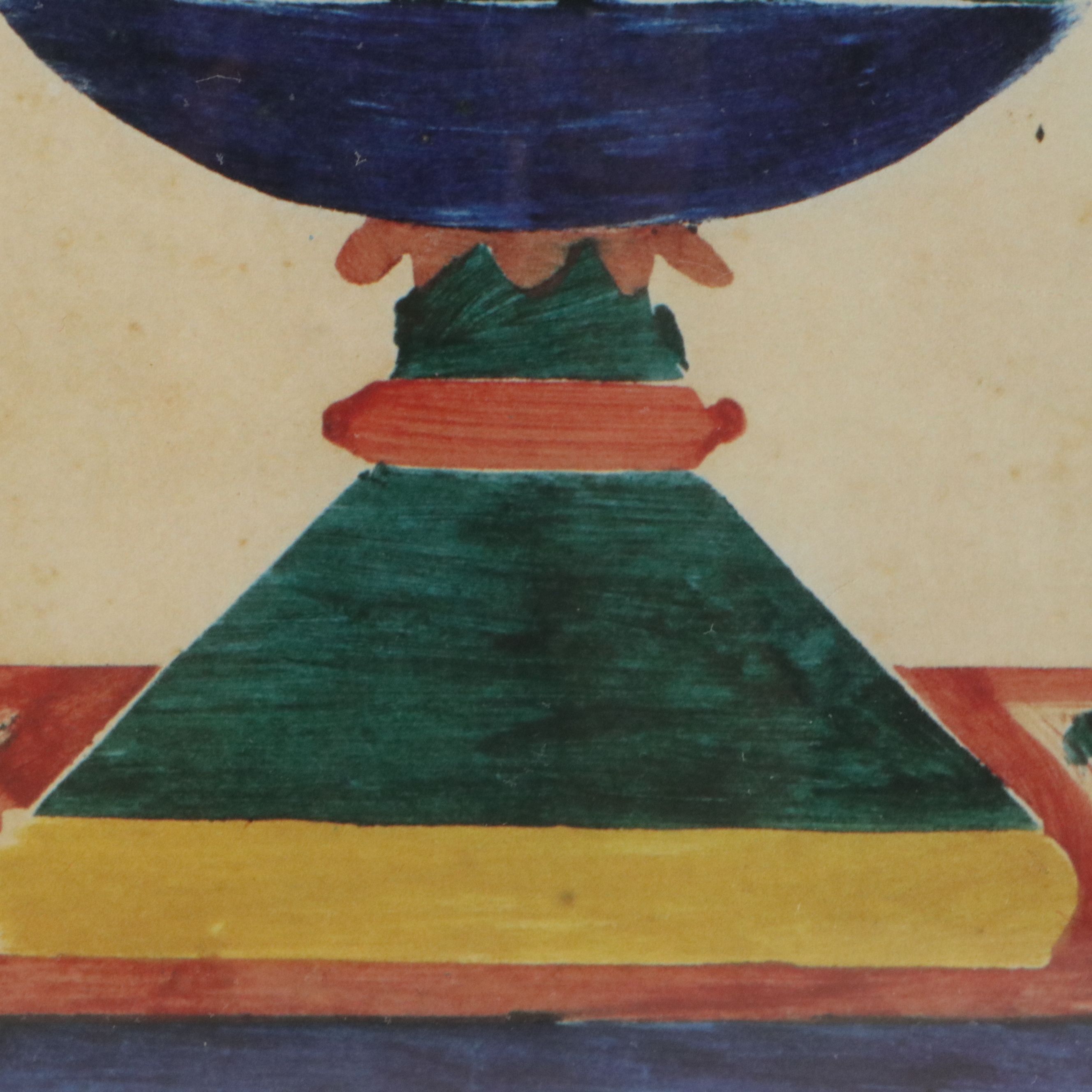 Offset Lithograph of Stylized Floral Arrangement in Vase, 20th Century