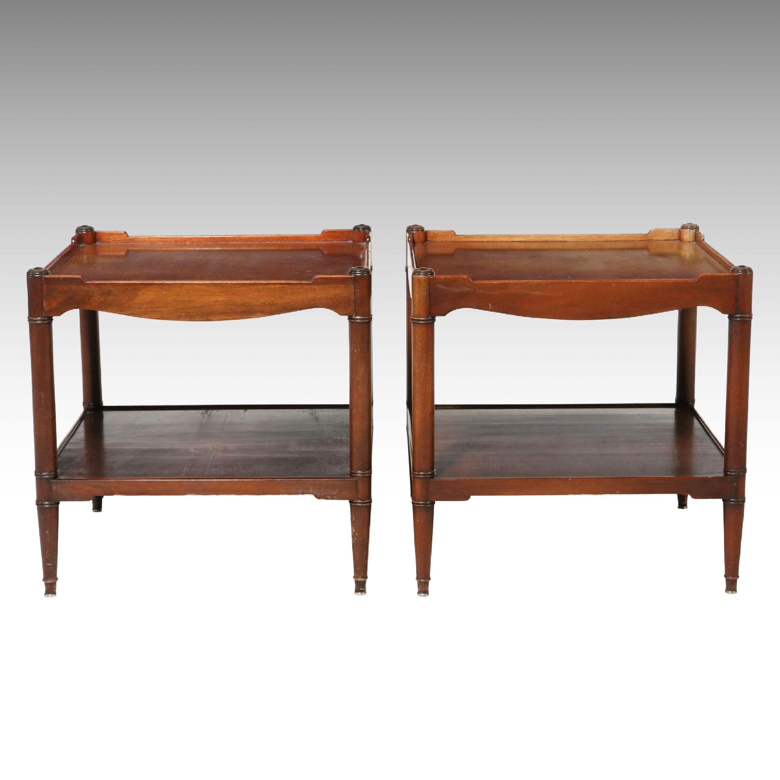 Pair of Regency Style Mahogany Two-Tier Side Tables, Mid-20th Century
