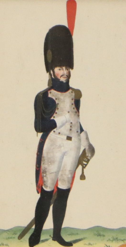 French Hand-Colored Engravings of Napoleonic Military Officers, Early 19th C.