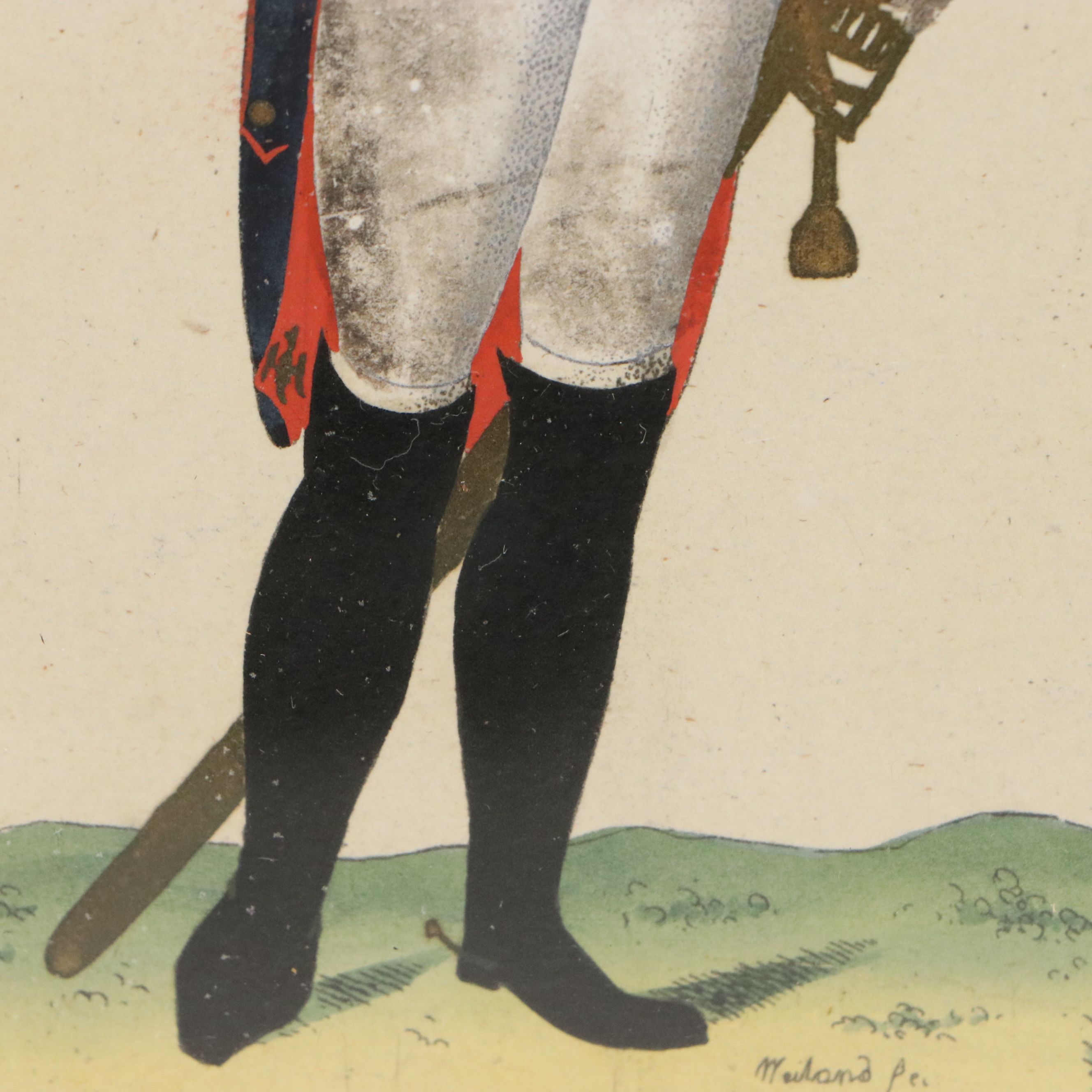 French Hand-Colored Engravings of Napoleonic Military Officers, Early 19th C.