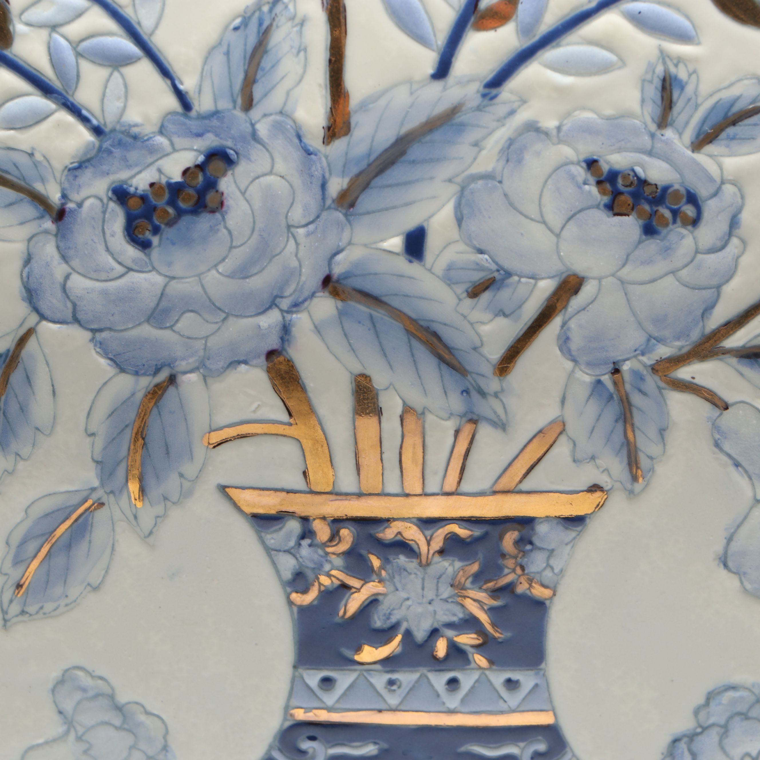 H.F.P. Macau Chinese Chinoiserie Styled Porcelain Jardinière with Wooden Stand