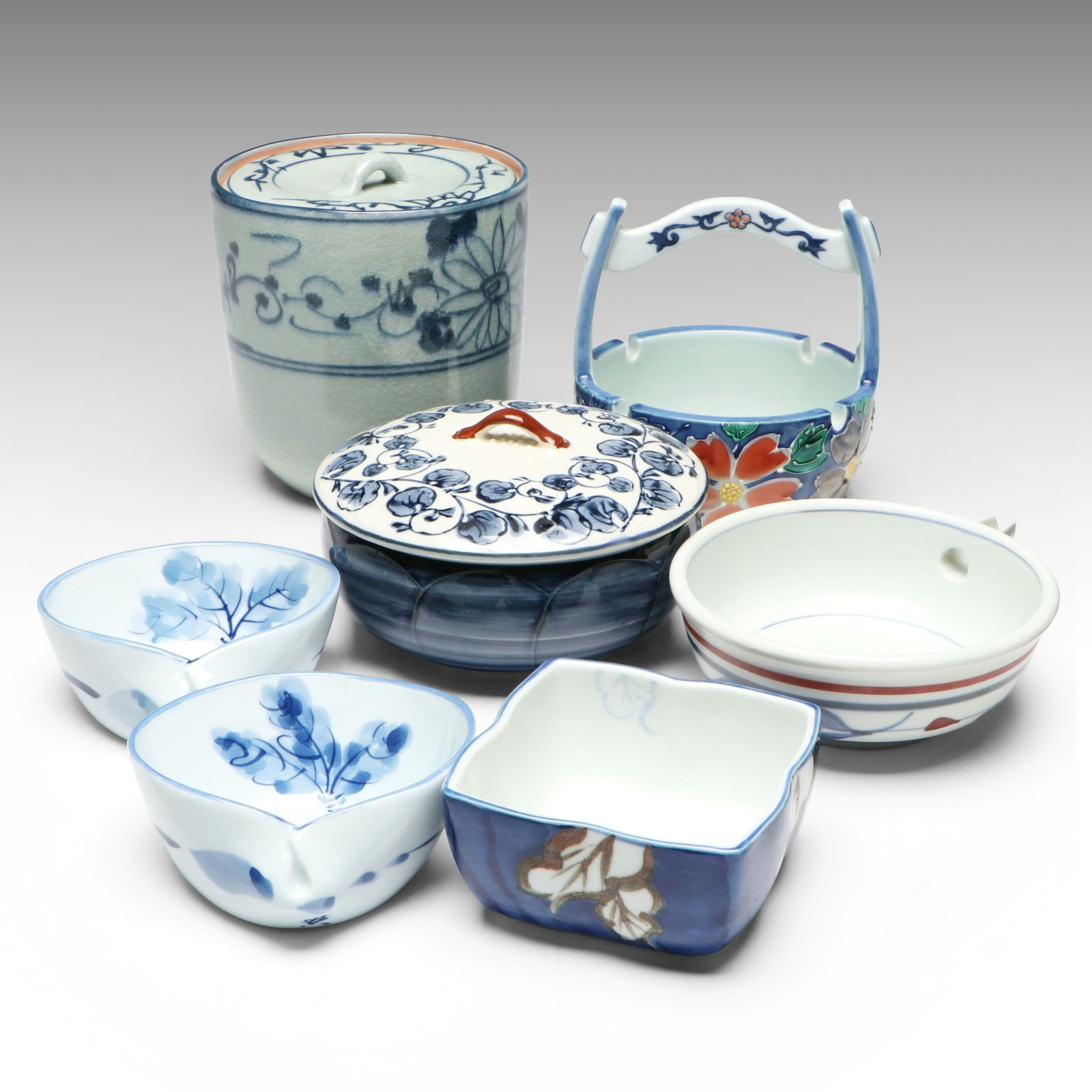 Japanese Arita Ware Porcelain Jar, Bowls, Handled Ashtray and More