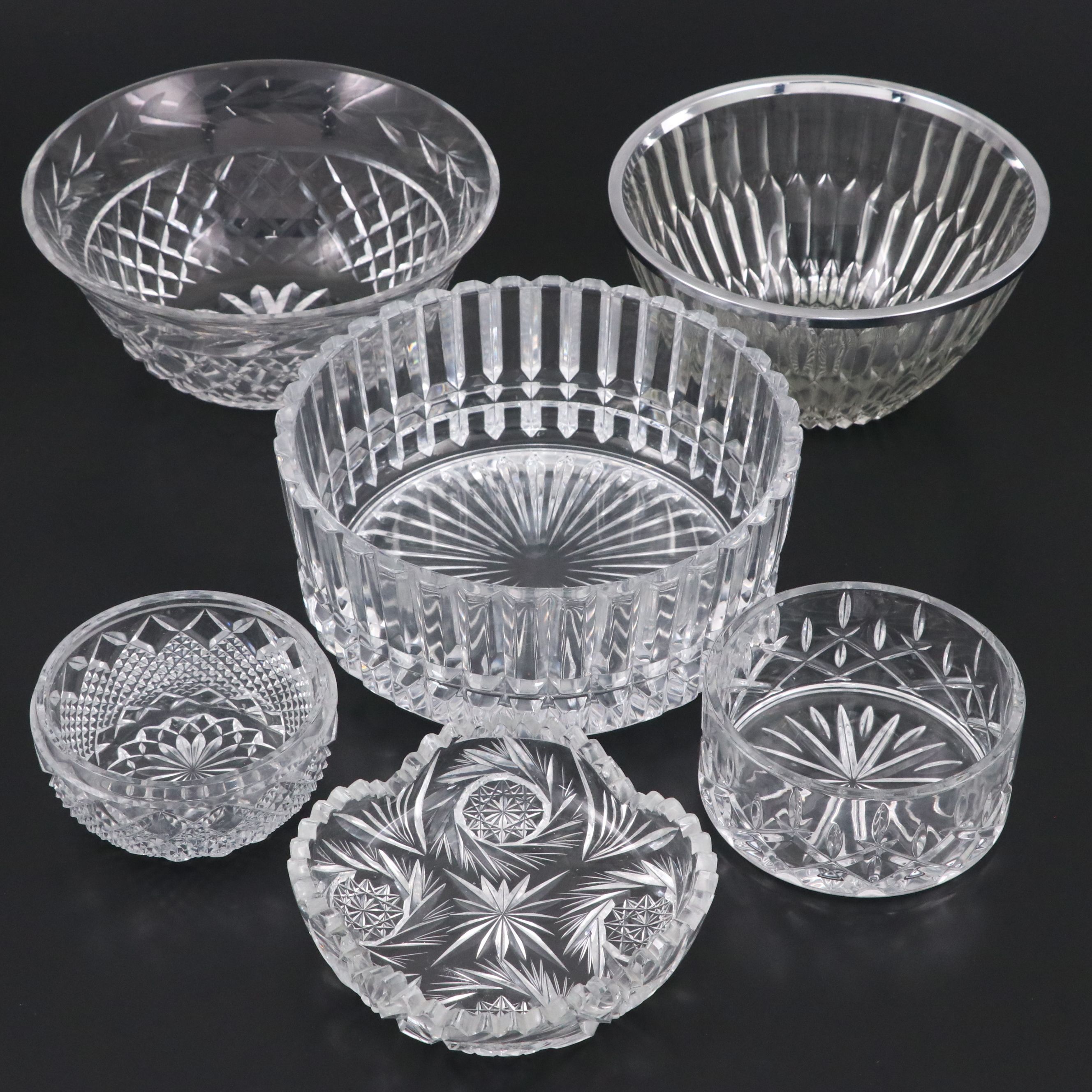 Waterford "Carlow" and "Glandore" Crystal Bowls with Other Tableware