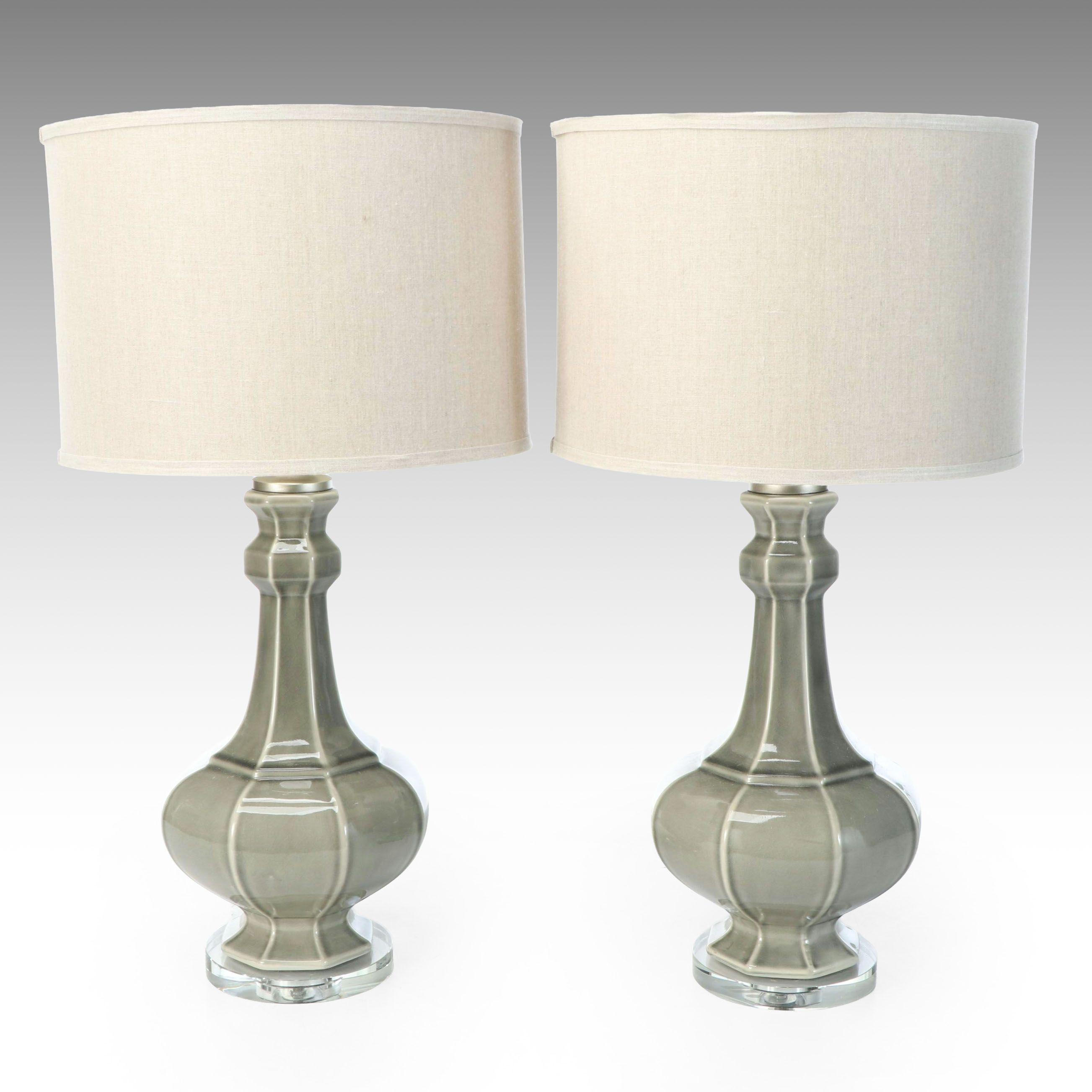 Gray Ceramic Vase Table Lamps