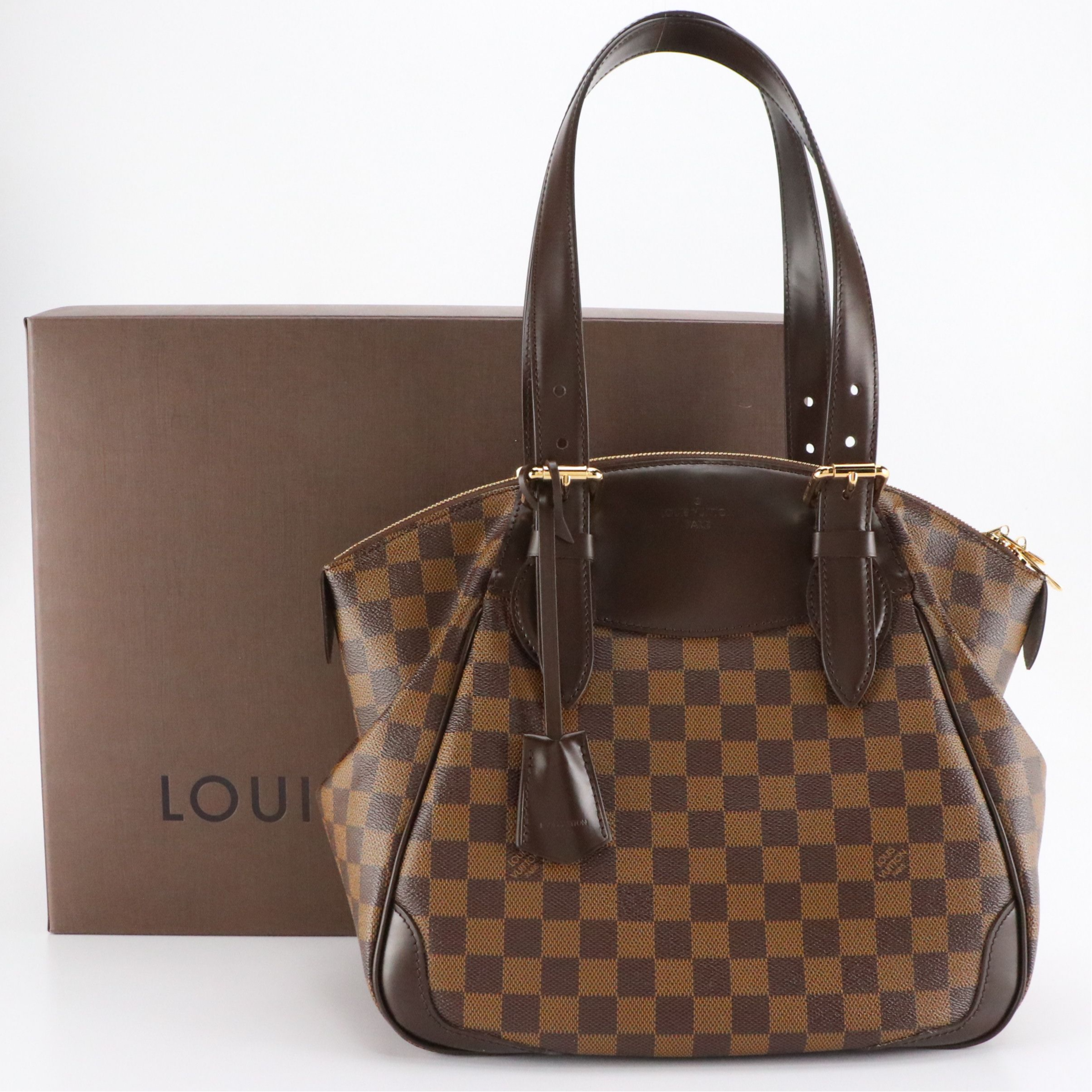 Louis Vuitton Verona MM Satchel Bag in Damier Ebene Canvas and Leather, With Box