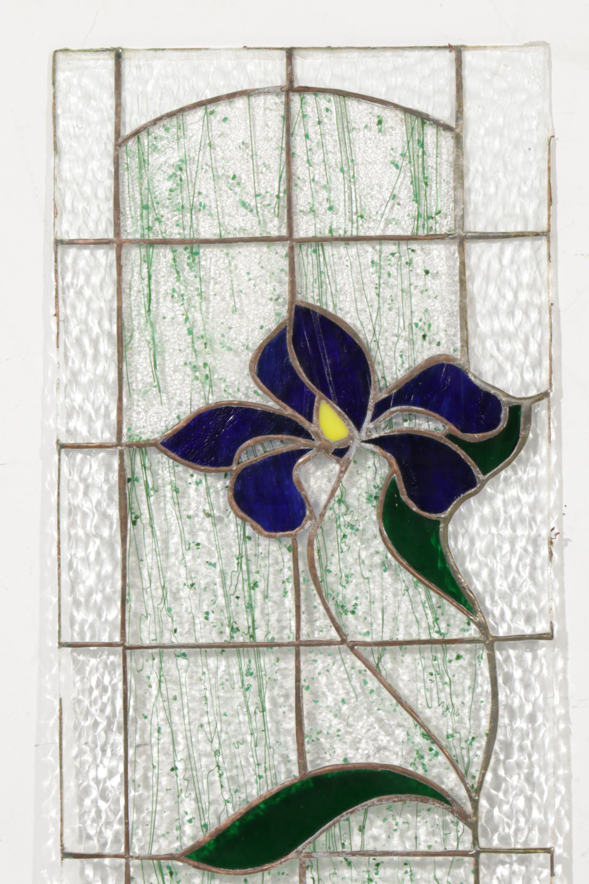 Hand-Crafted Stained Glass Window Panels with Floral Motif