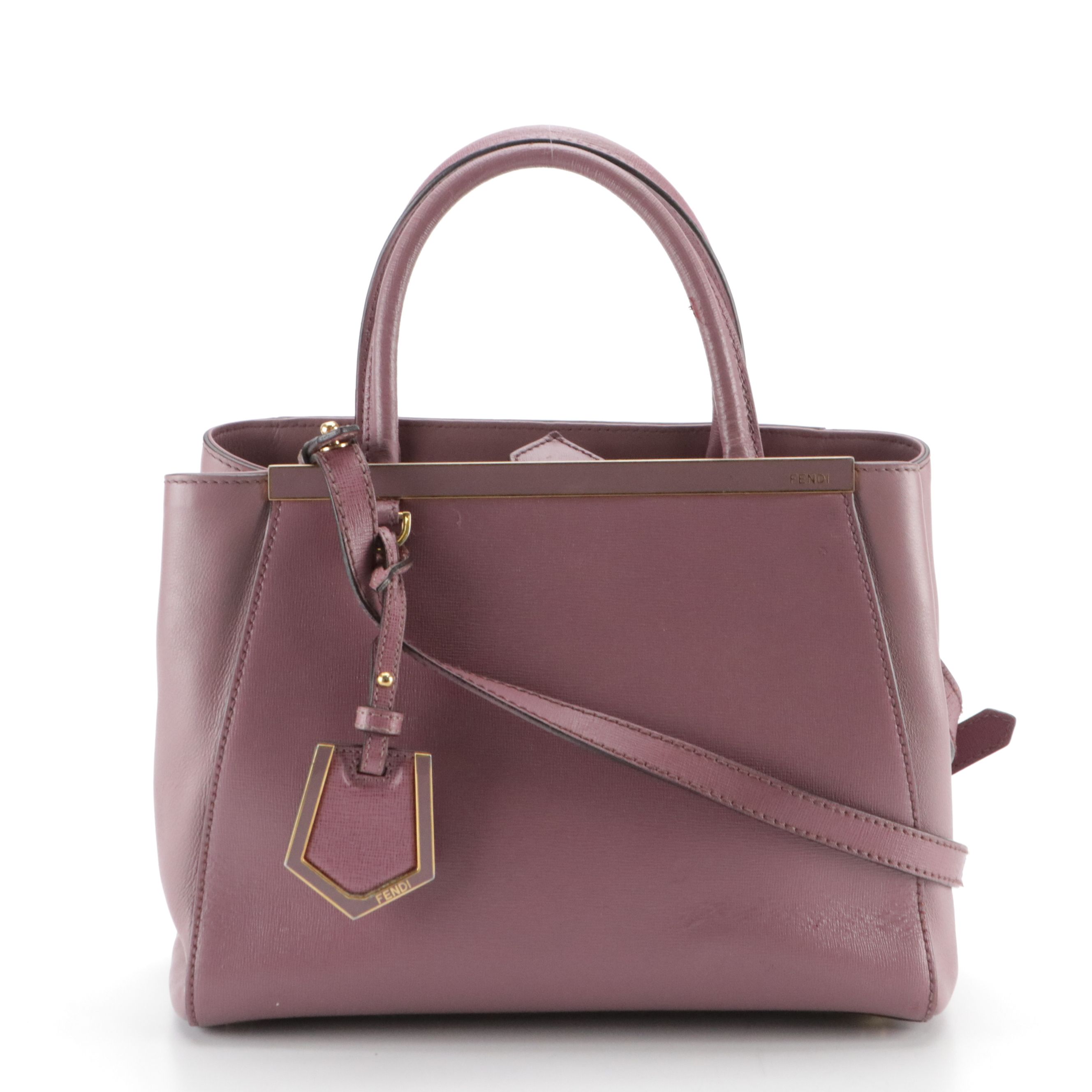 Fendi Petite 2Jours Elite Two-Way Tote Bag in Purple Textured and Smooth Leather