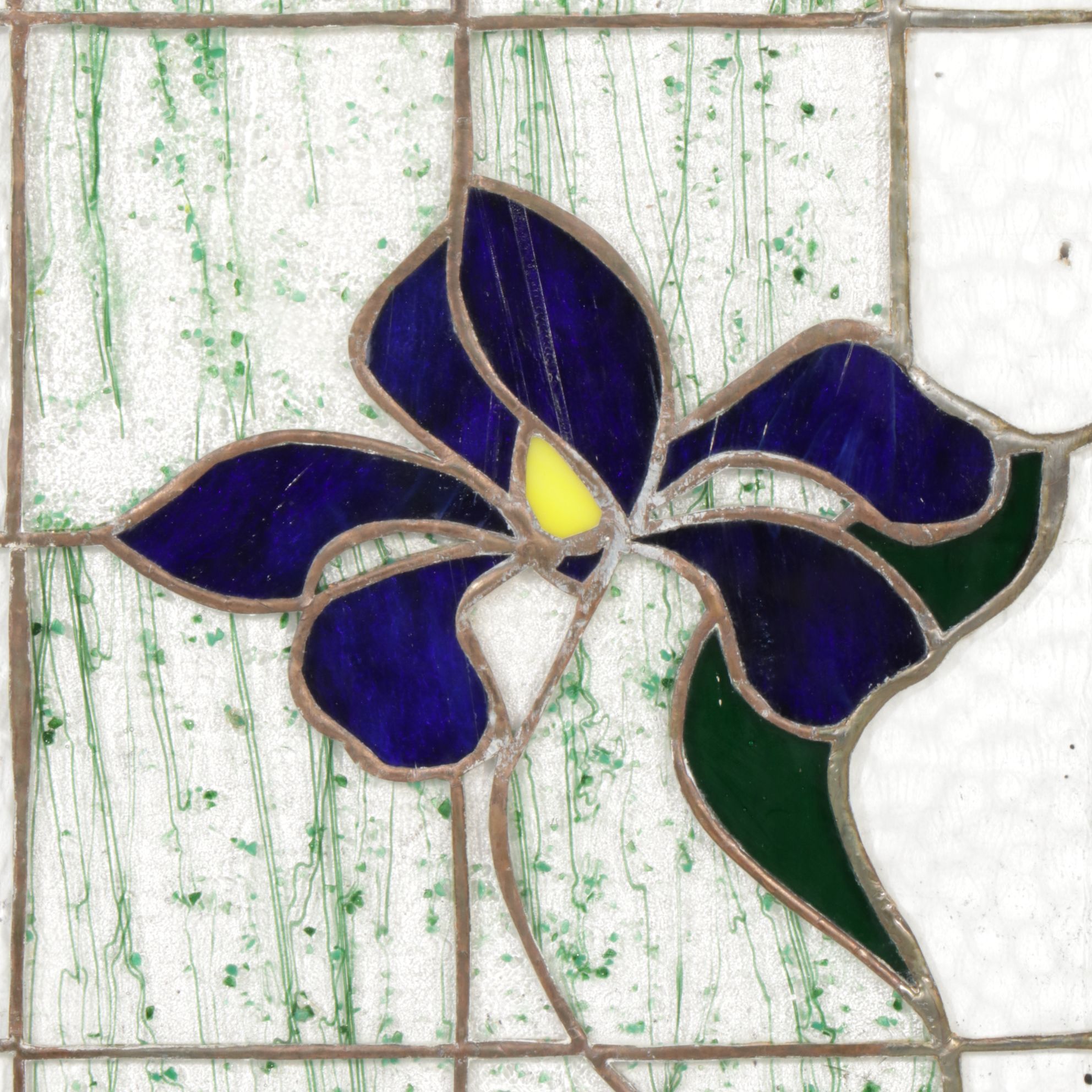 Hand-Crafted Stained Glass Window Panels with Floral Motif