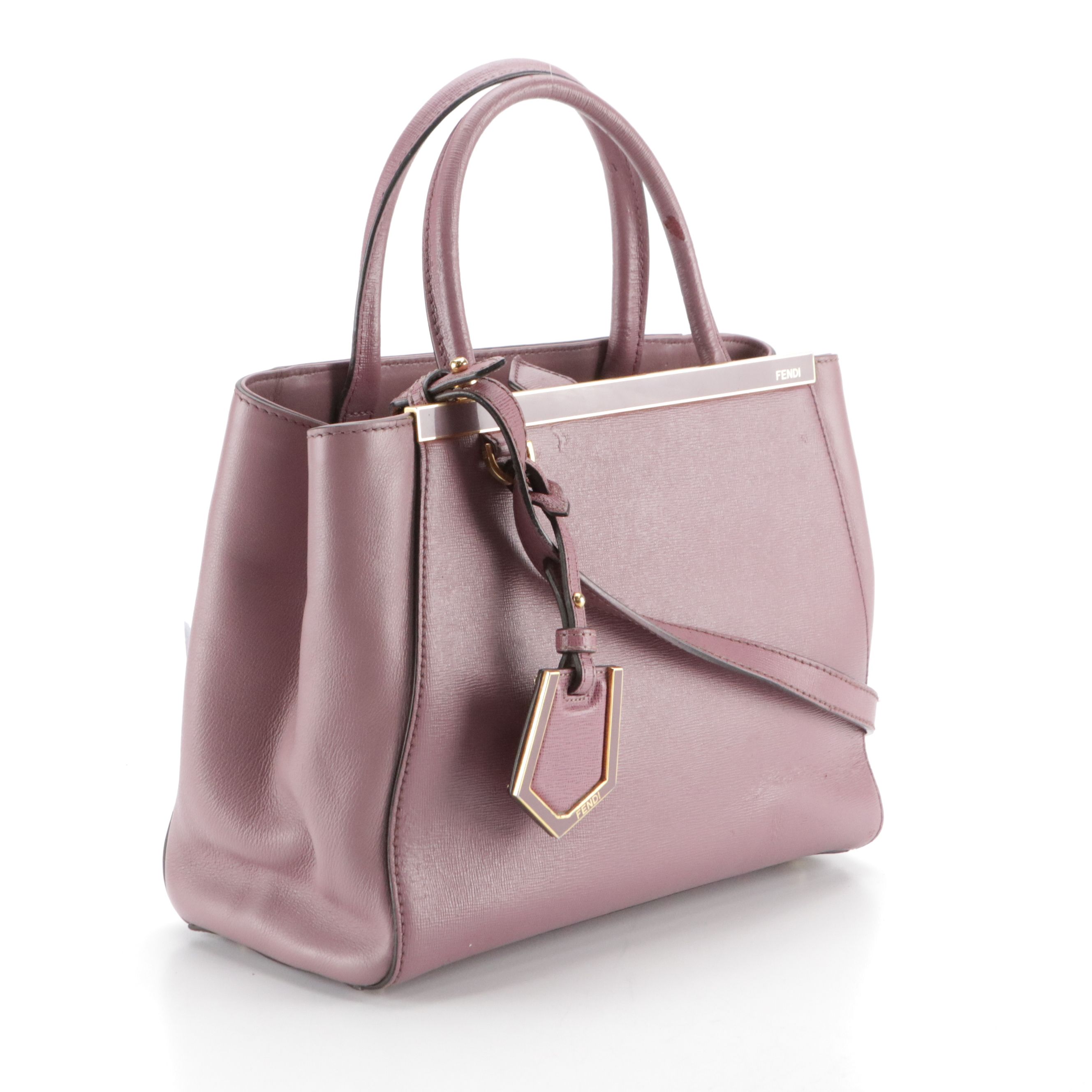 Fendi Petite 2Jours Elite Two-Way Tote Bag in Purple Textured and Smooth Leather