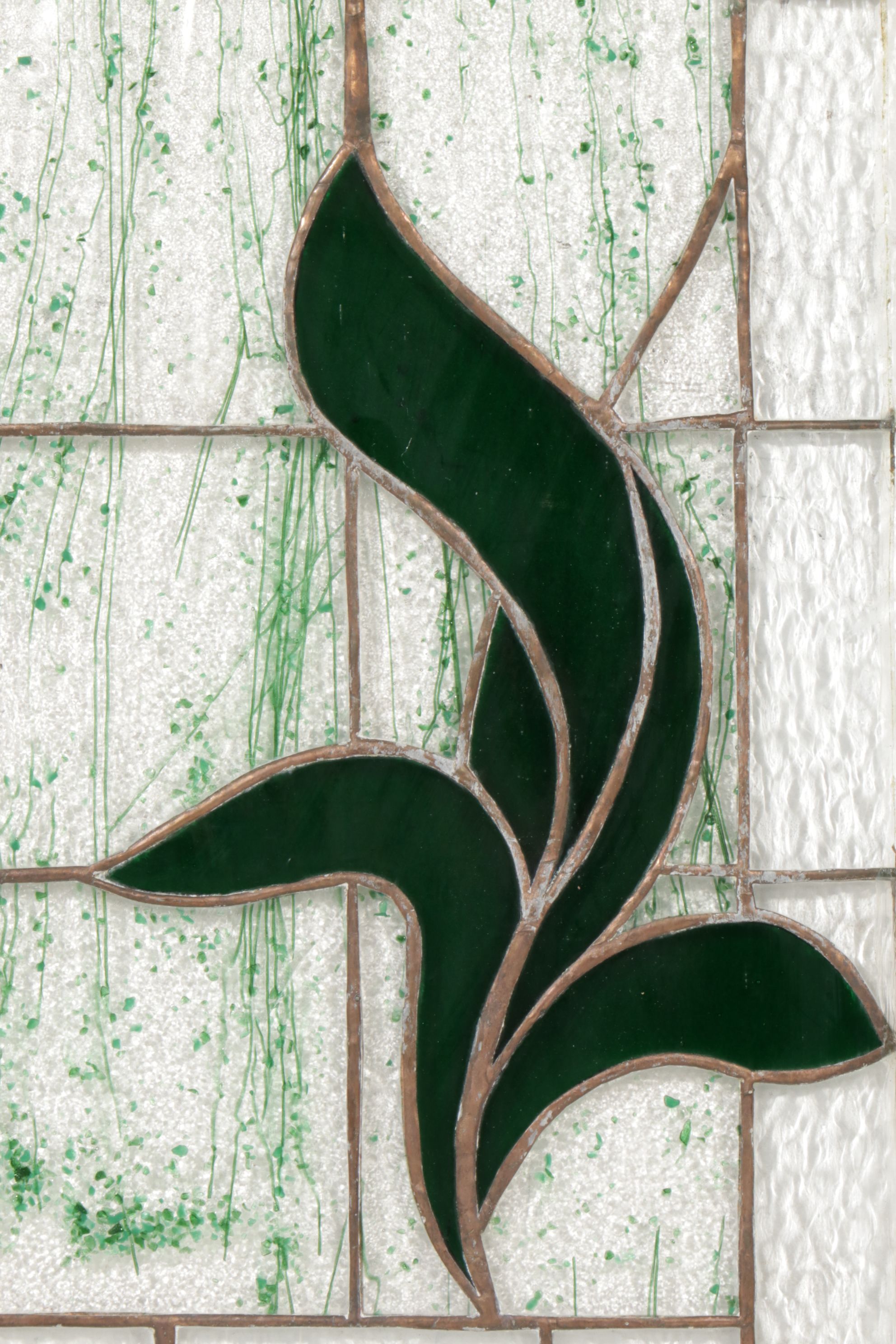 Hand-Crafted Stained Glass Window Panels with Floral Motif