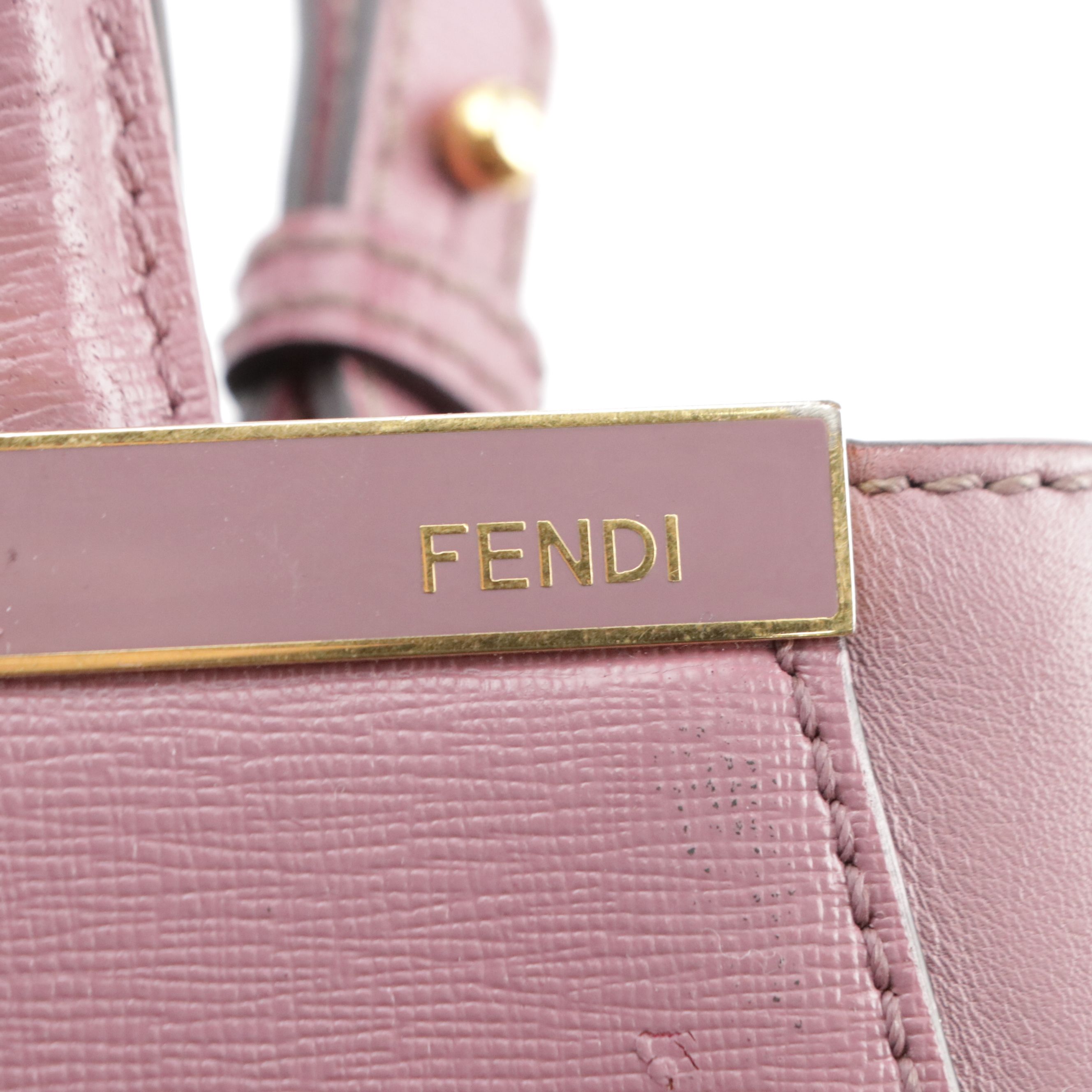 Fendi Petite 2Jours Elite Two-Way Tote Bag in Purple Textured and Smooth Leather