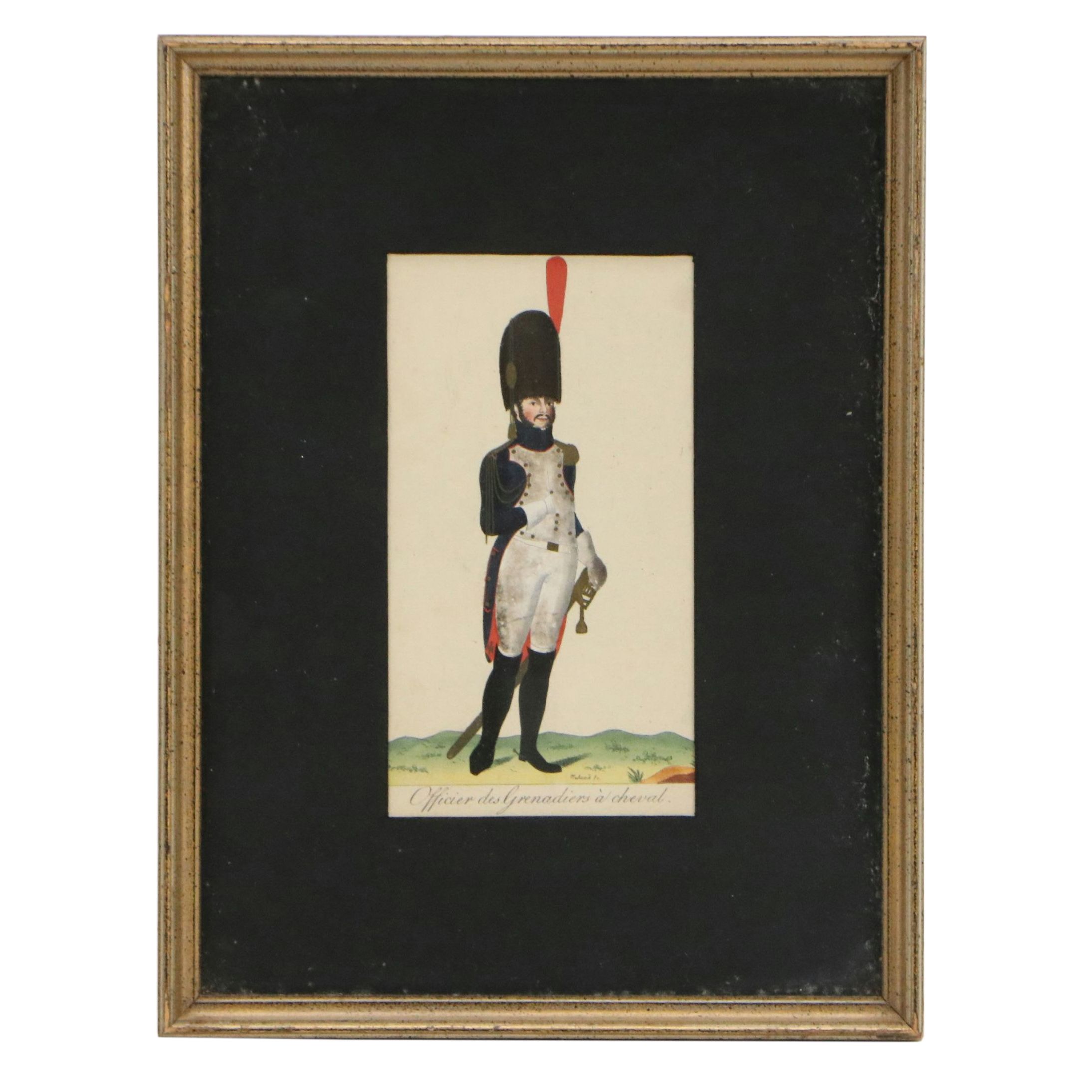 French Hand-Colored Engravings of Napoleonic Military Officers, Early 19th C.