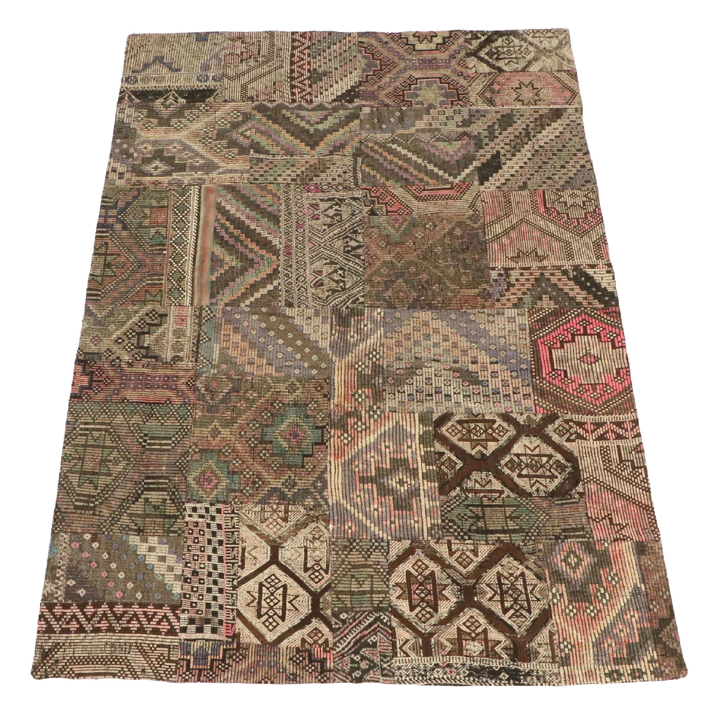 6'8 x 9'11 Handmade Turkish Patchwork Area Rug