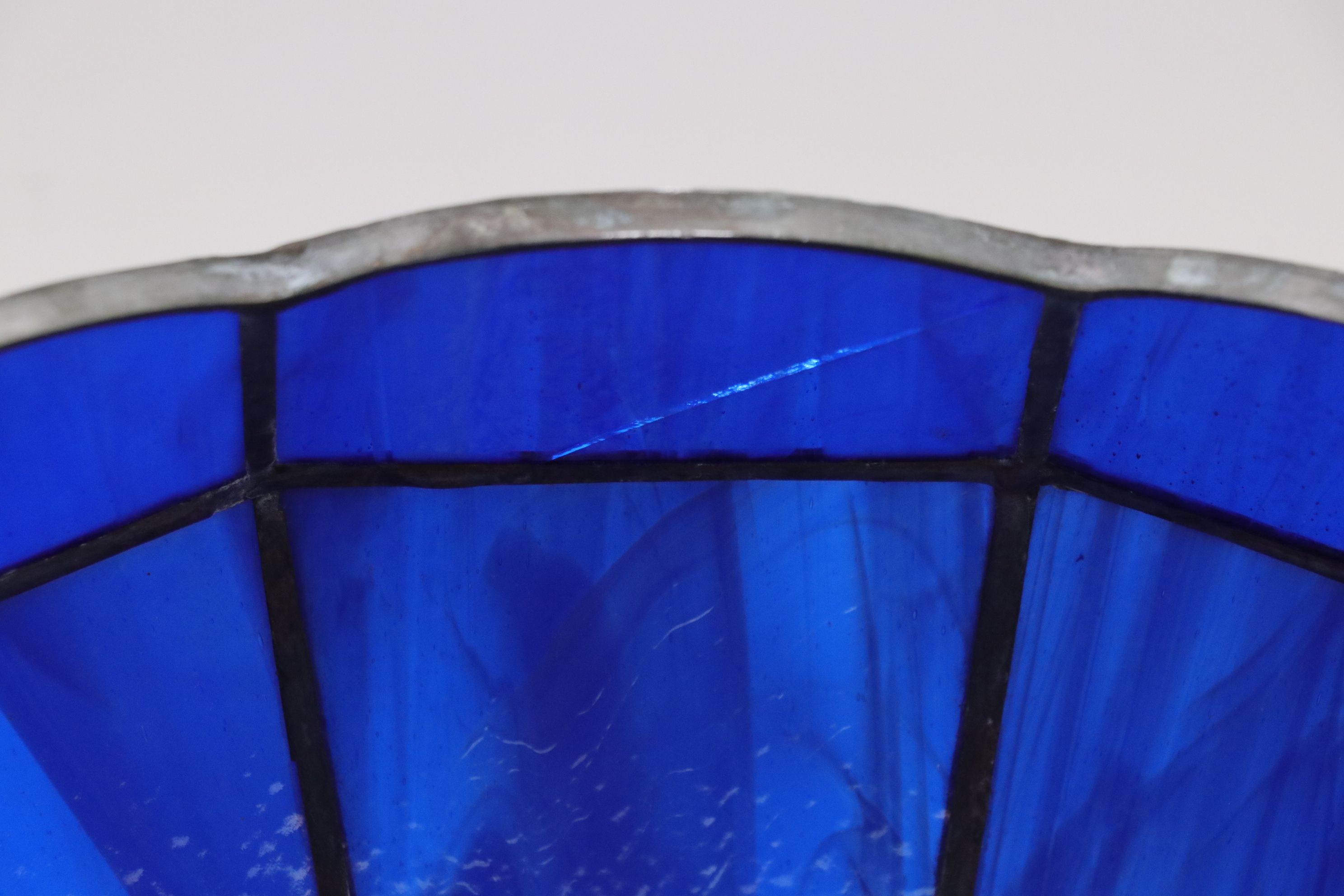 Sapphire Slag Glass Shade, Vintage