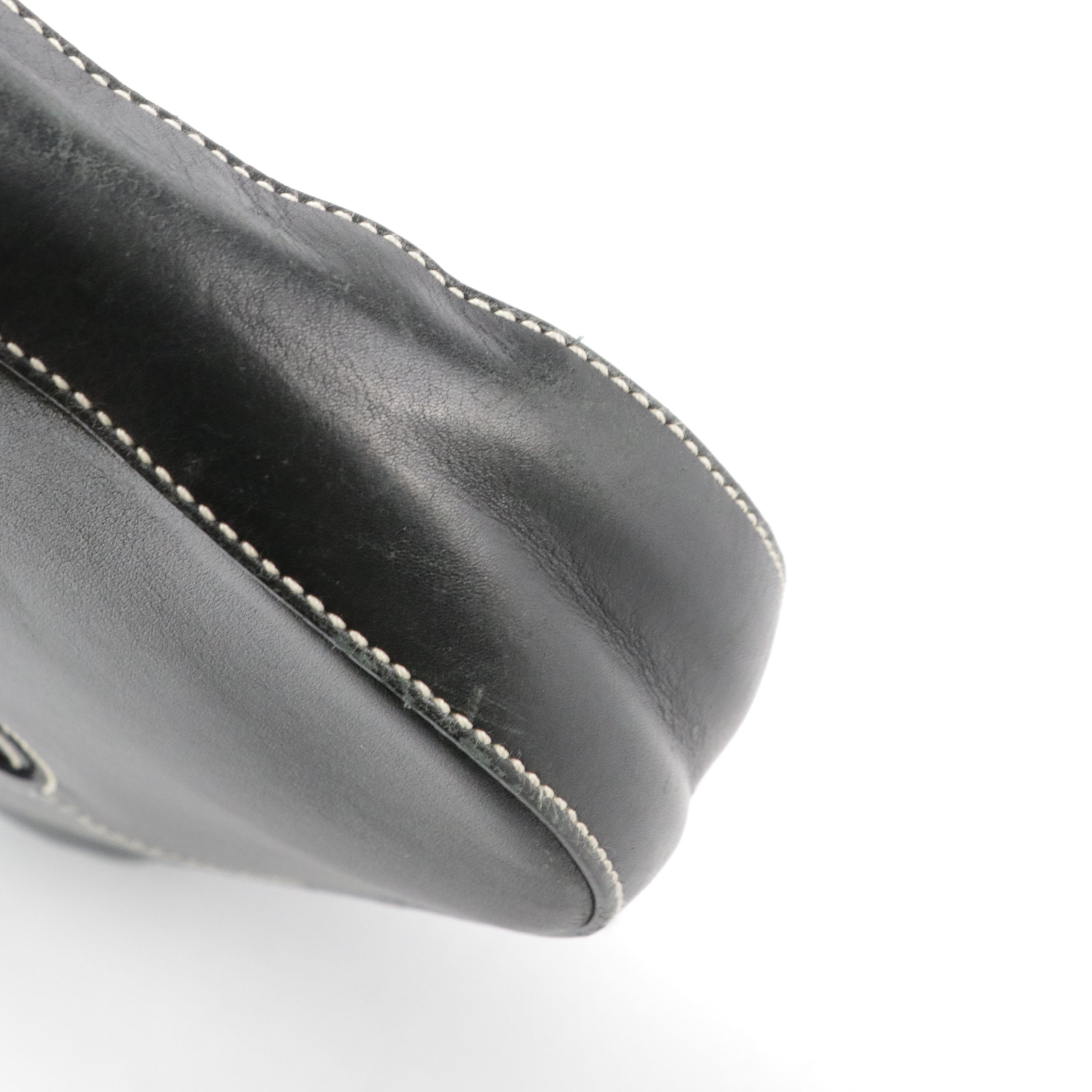 Salvatore Ferragamo Contrast Stitched Gancini Shoulder Bag in Black Calfskin