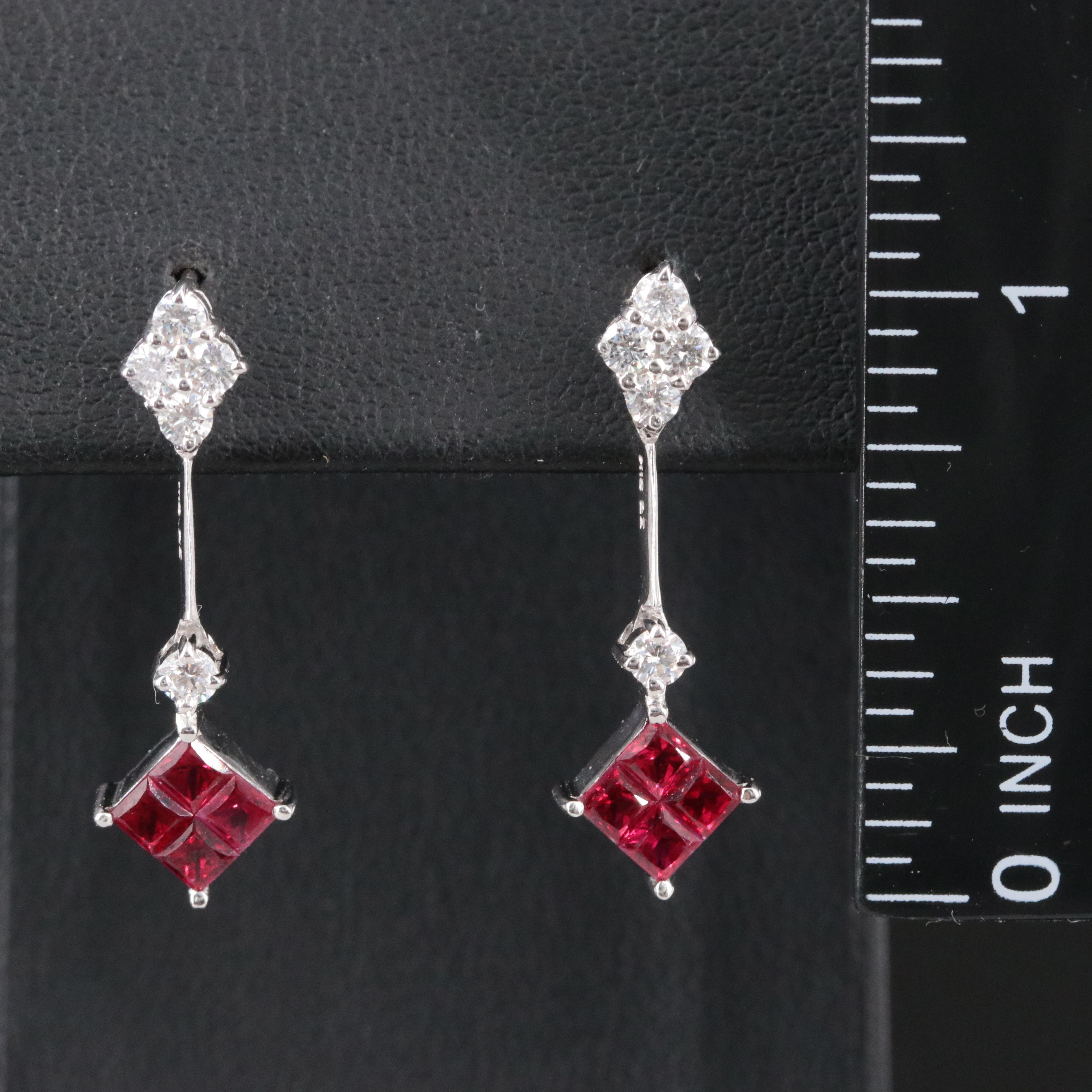 18K Ruby and Diamond Drop Earrings
