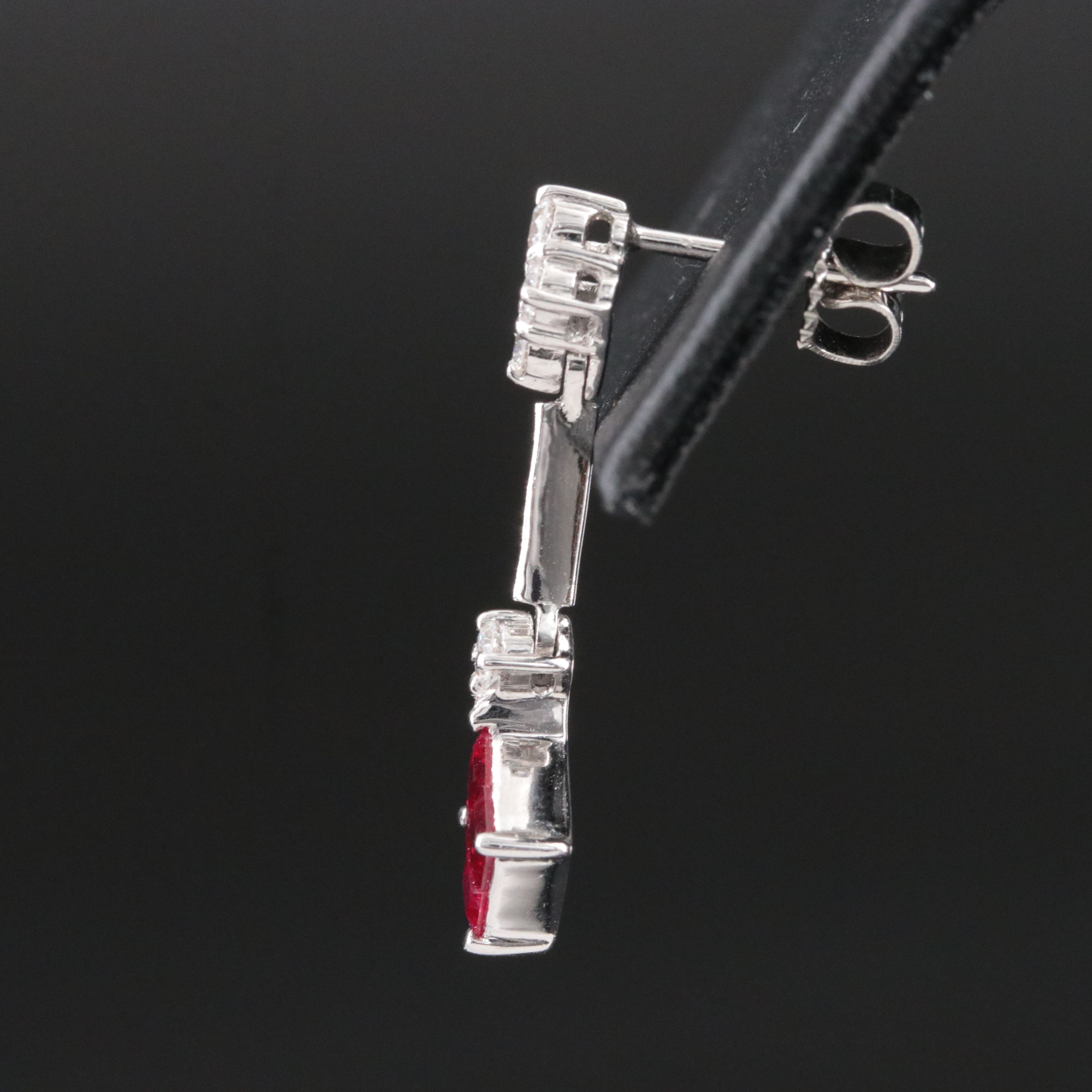 18K Ruby and Diamond Drop Earrings
