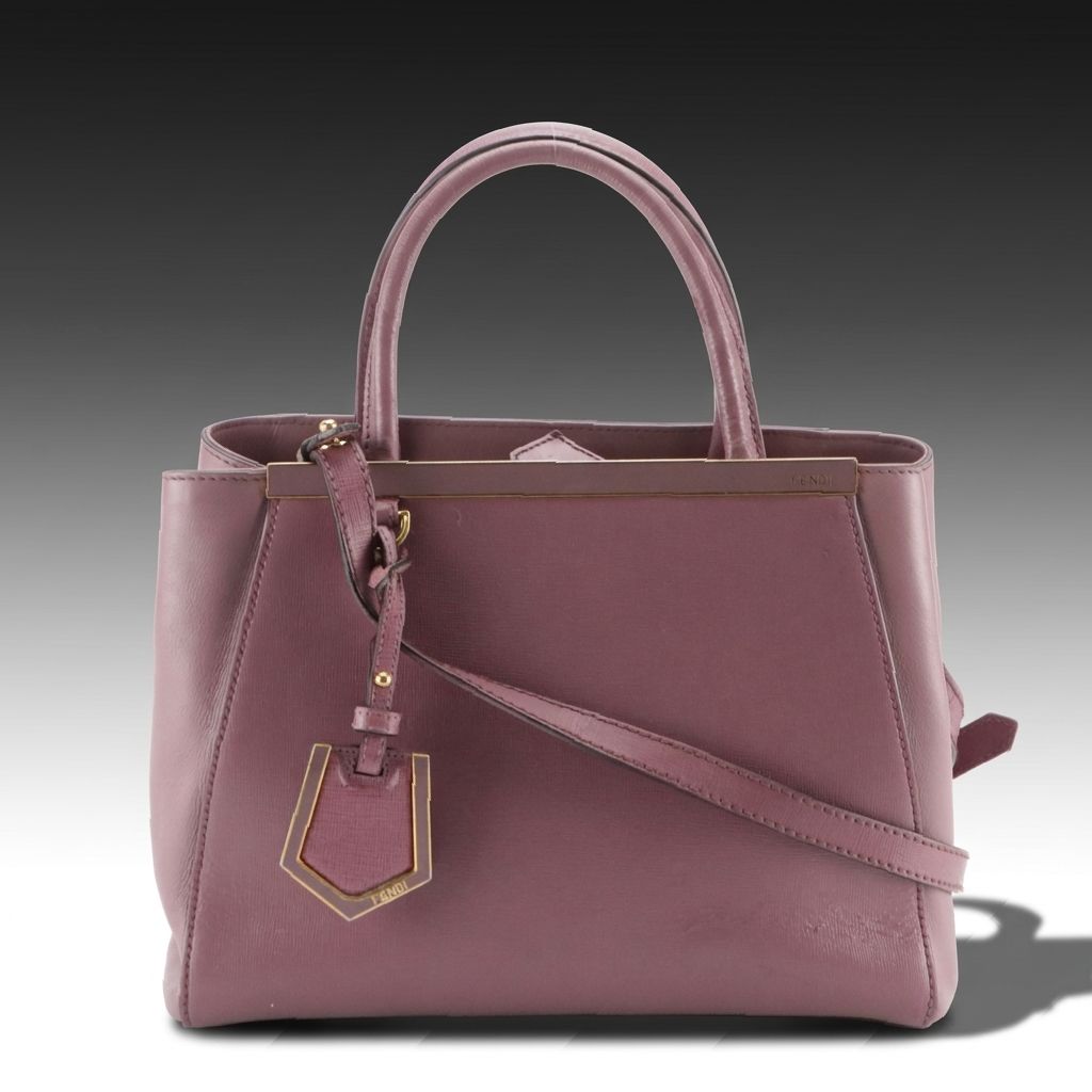 Fendi Petite 2Jours Elite Two-Way Tote Bag in Purple Textured and Smooth Leather