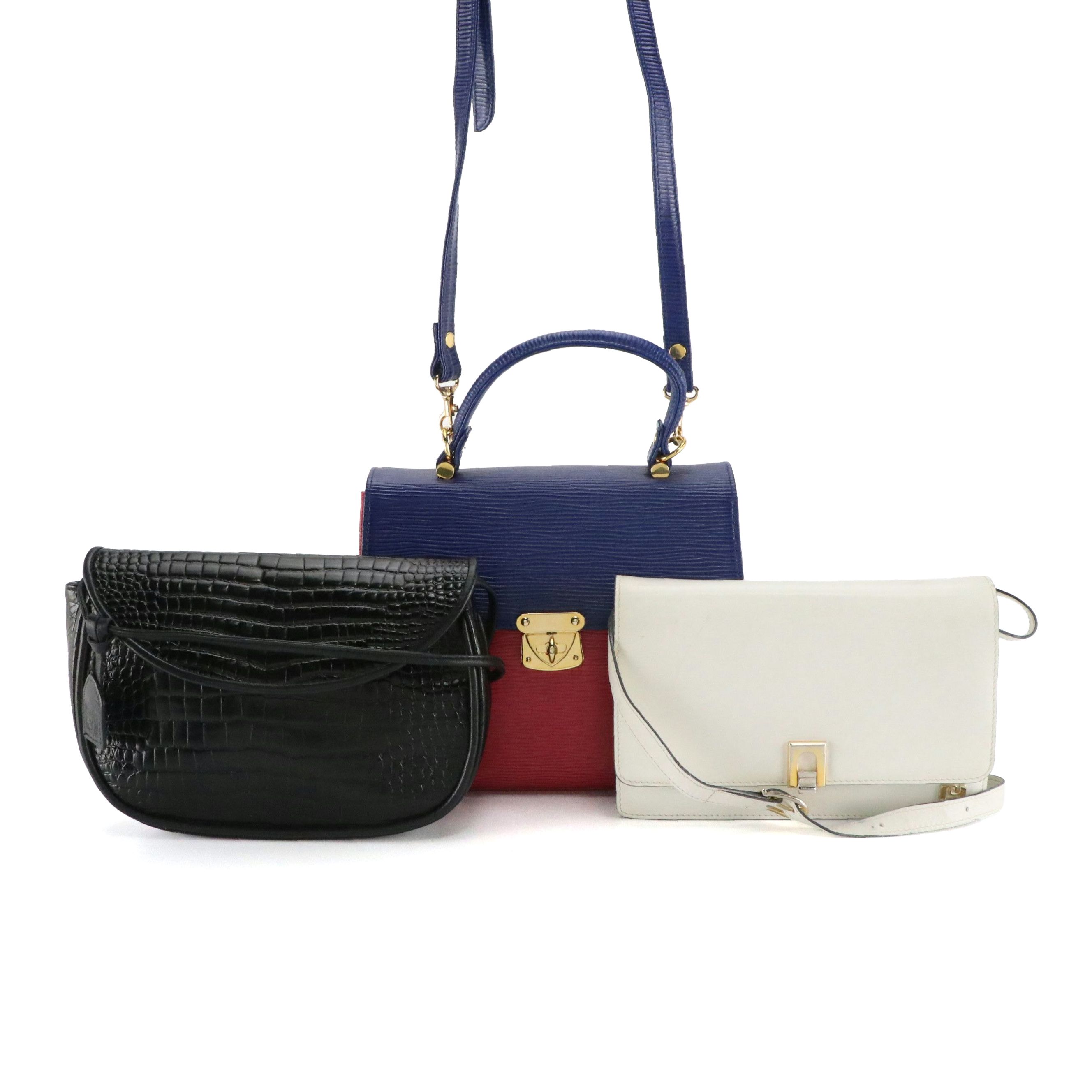 Anne Klein for Calderon Vintage Croc Embossed Shoulder Bag, Other Bags