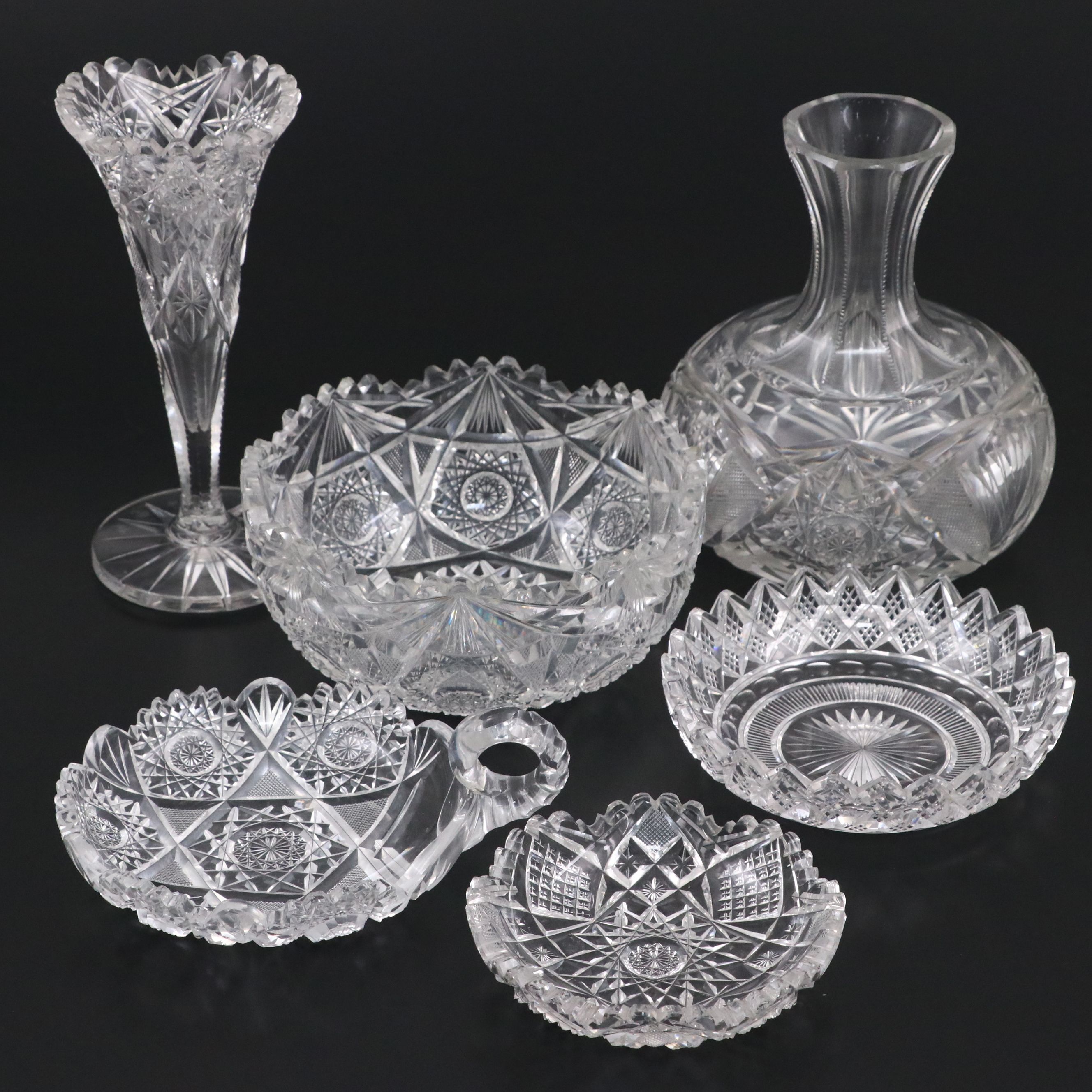 Pitkin & Brooks Glass "Columbia" Crystal Trumpet Vase with Other Crystal Décor