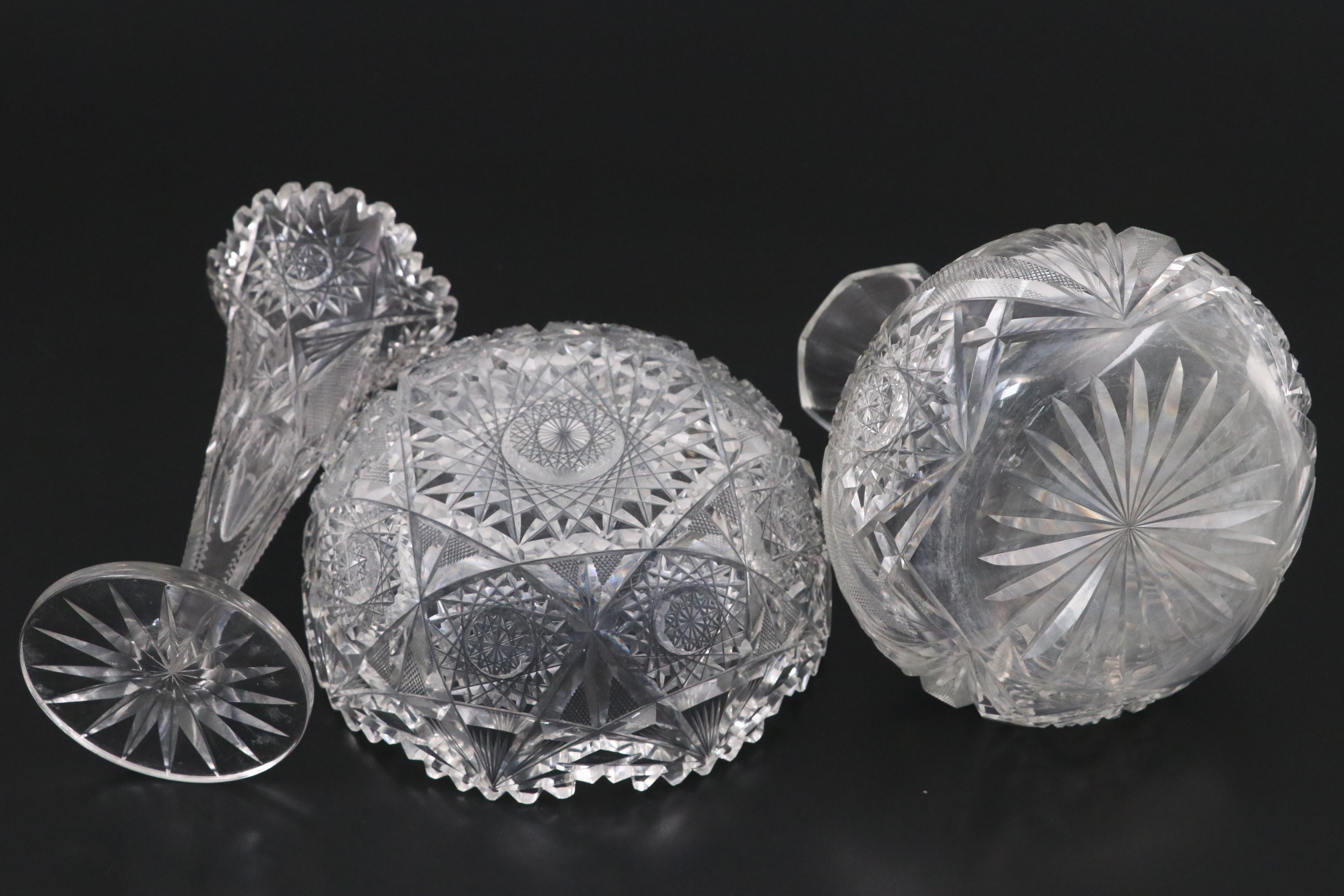 Pitkin & Brooks Glass "Columbia" Crystal Trumpet Vase with Other Crystal Décor