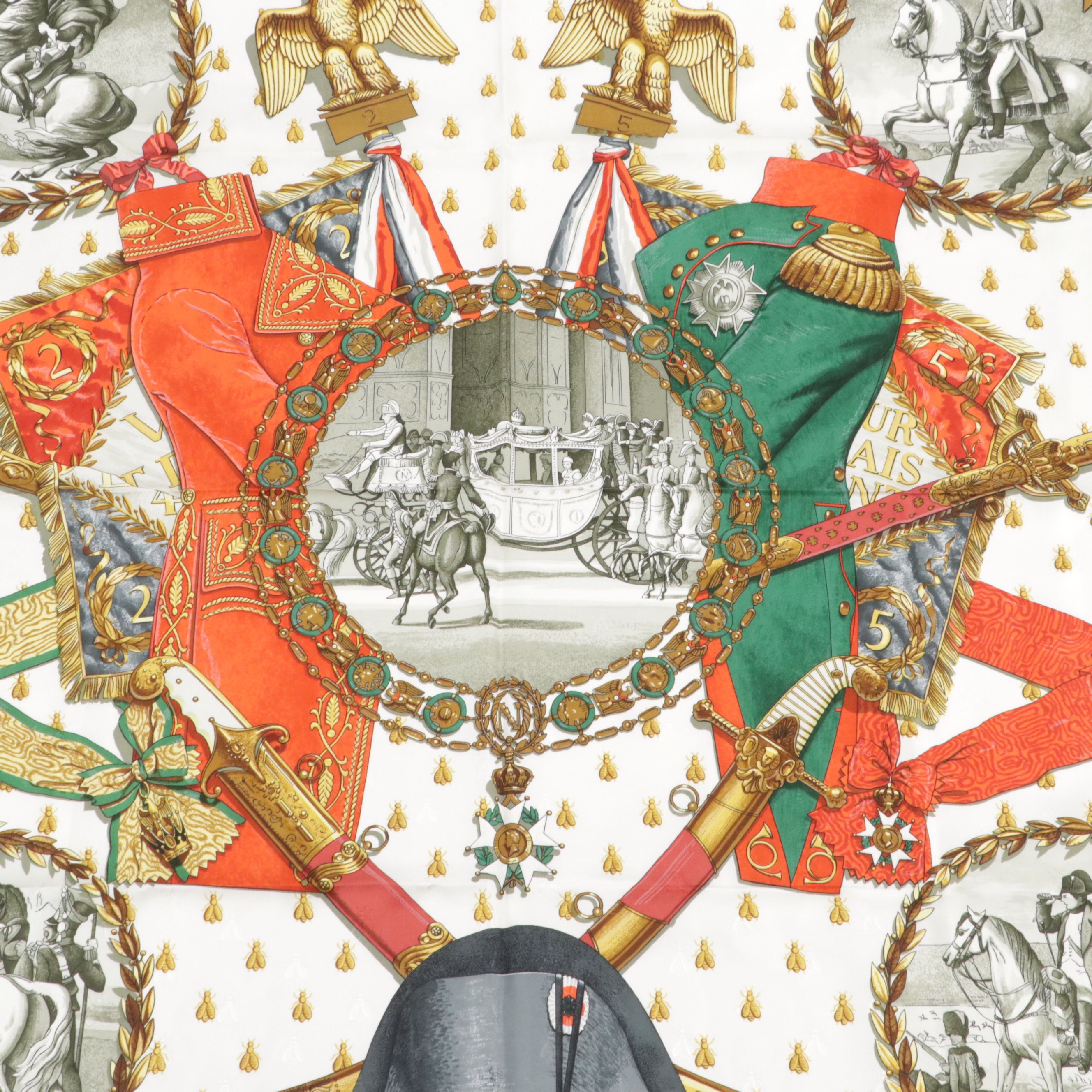 Hermès "Napoléon" Silk Bee Jacquard Scarf 90