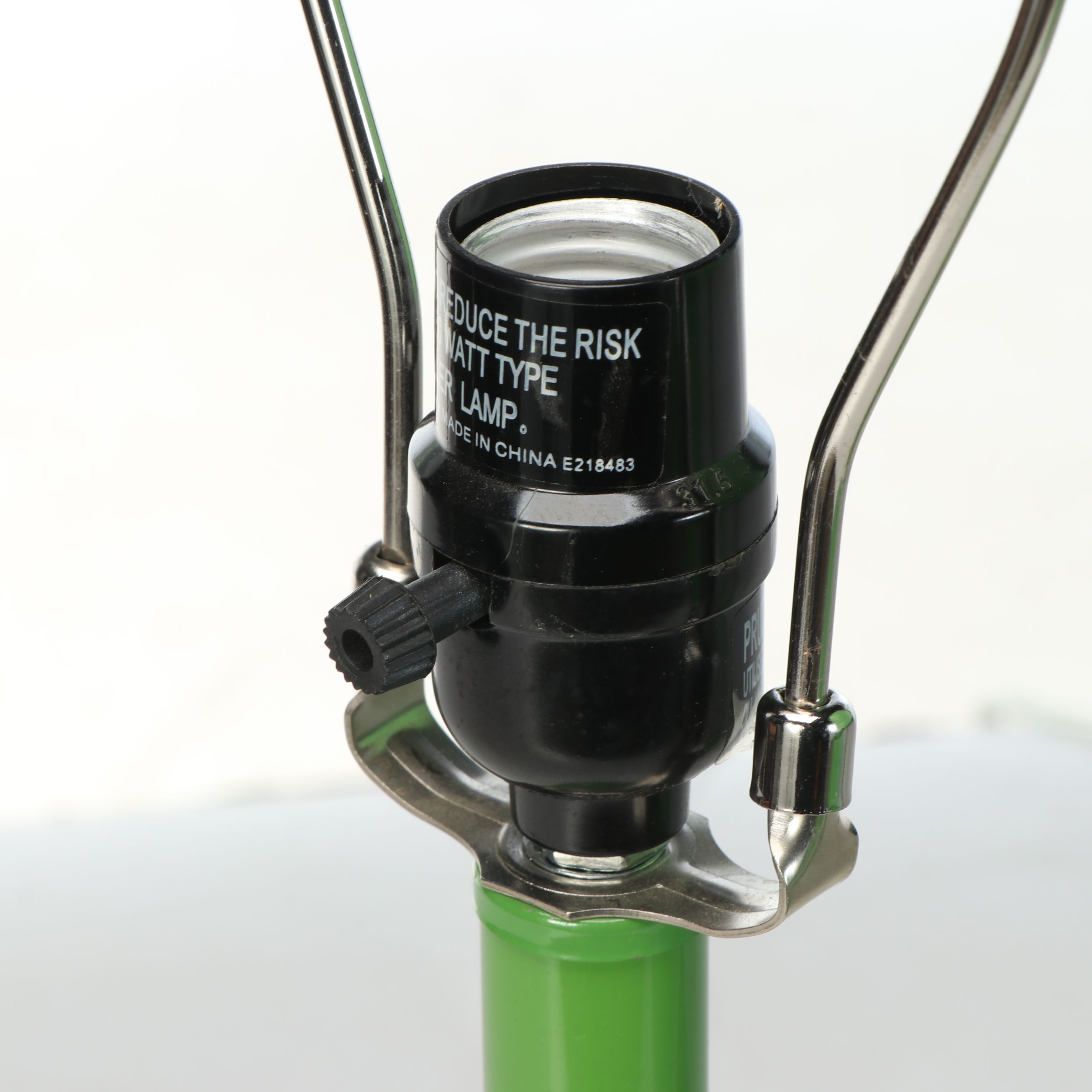 Kelly Green Metal Teardrop Bottle Table Lamps with Green Floral Silk Drum Shades